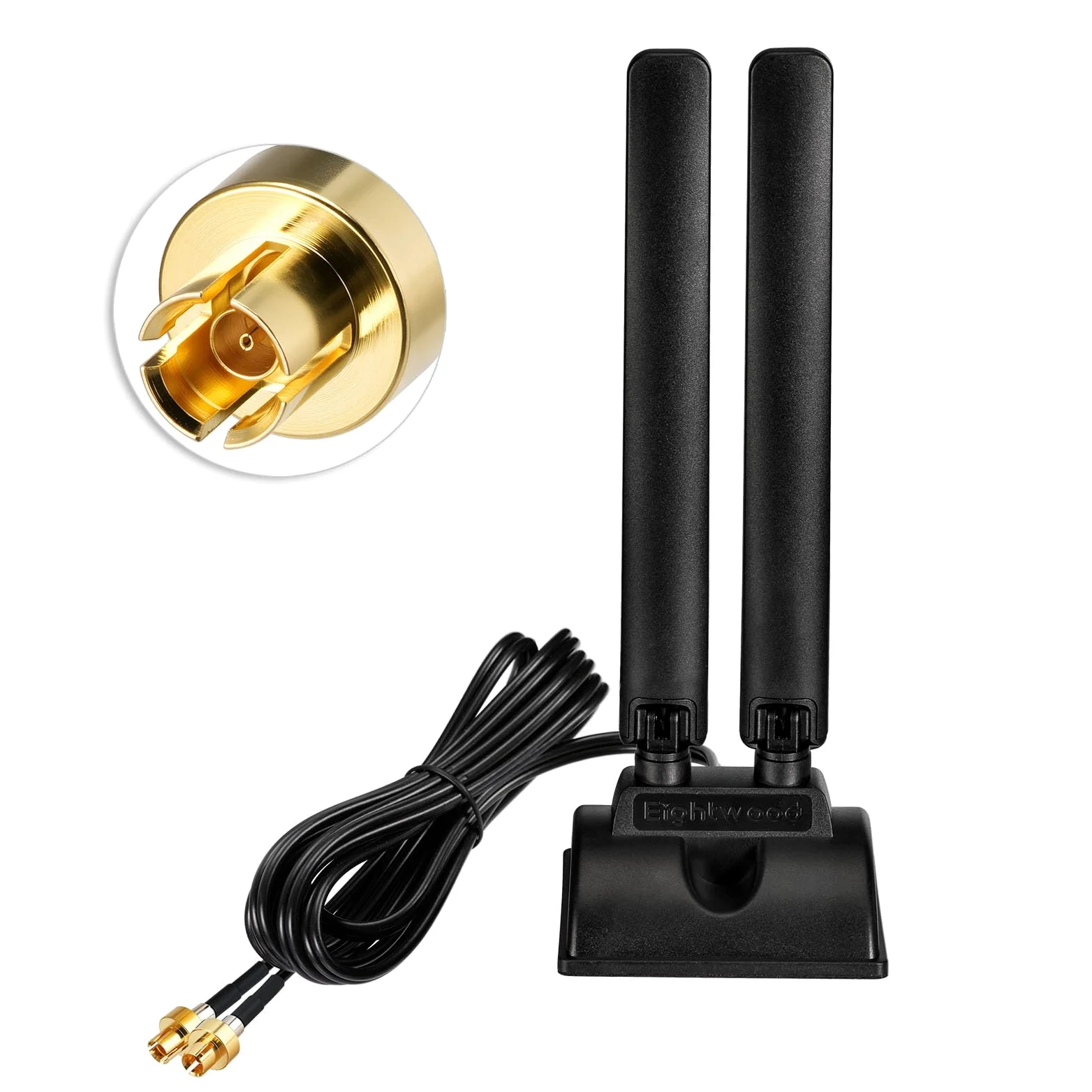 Eightwood Antena WiFi 7 Tri-Band 7dBi do PC Wspiera WiFi 6E/7 (2.4/5/6GHz) Kompatybilna z ASUS ROG Strix X870E-E B850-E ROG Maximus Z890 TUF Gaming B850 Z890 Gaming + Magnetyczna Podstawa z kablem 2m