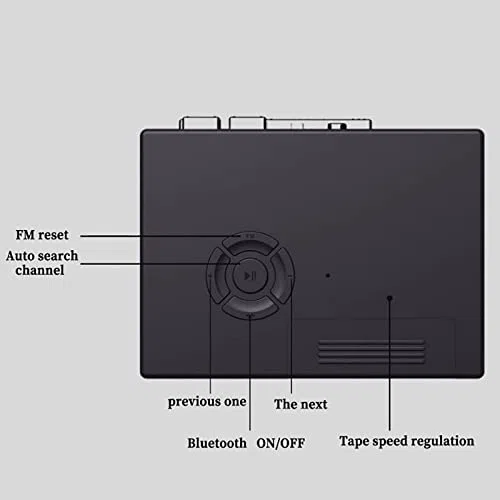 Odtwarzacz taśmowy Bluetooth – przenośny bezprzewodowy odtwarzacz kasetowy z funkcjami odtwarzania, przewijania do przodu, przewijania do tyłu, automatycznego odwracania i radia, obsługuje zewnętrzne