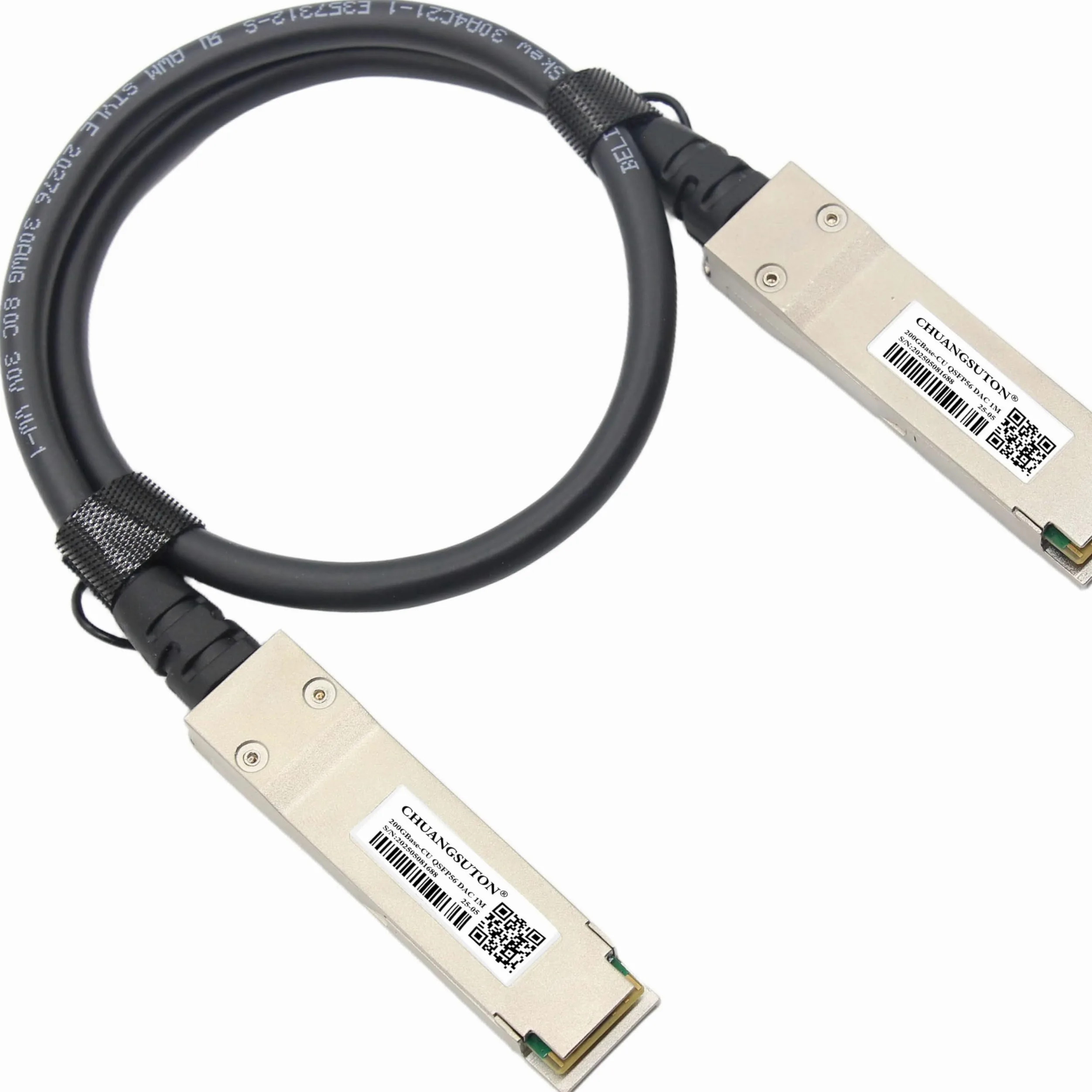 Kabel 200G QSFP56 do QSFP56 PAM4 DAC, Ethernet, pasywny, bezpośredni podłączany, miedziany kabel Twinax, kompatybilny z NVIDIA/Mellanox MCP1650-V00AE30 (0,5 m / 1,64 ft)