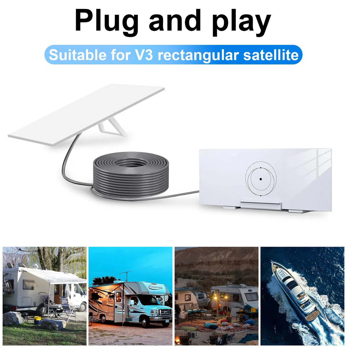 Starlink Kabel Starlink Gen 3, 10 m, 23 m, 30 m, 46 m, kabel do Starlink Gen 3, standardowy kabel V3, wodoodporny, do użytku zewnętrznego Starlink, prostokątny, Satellite V3