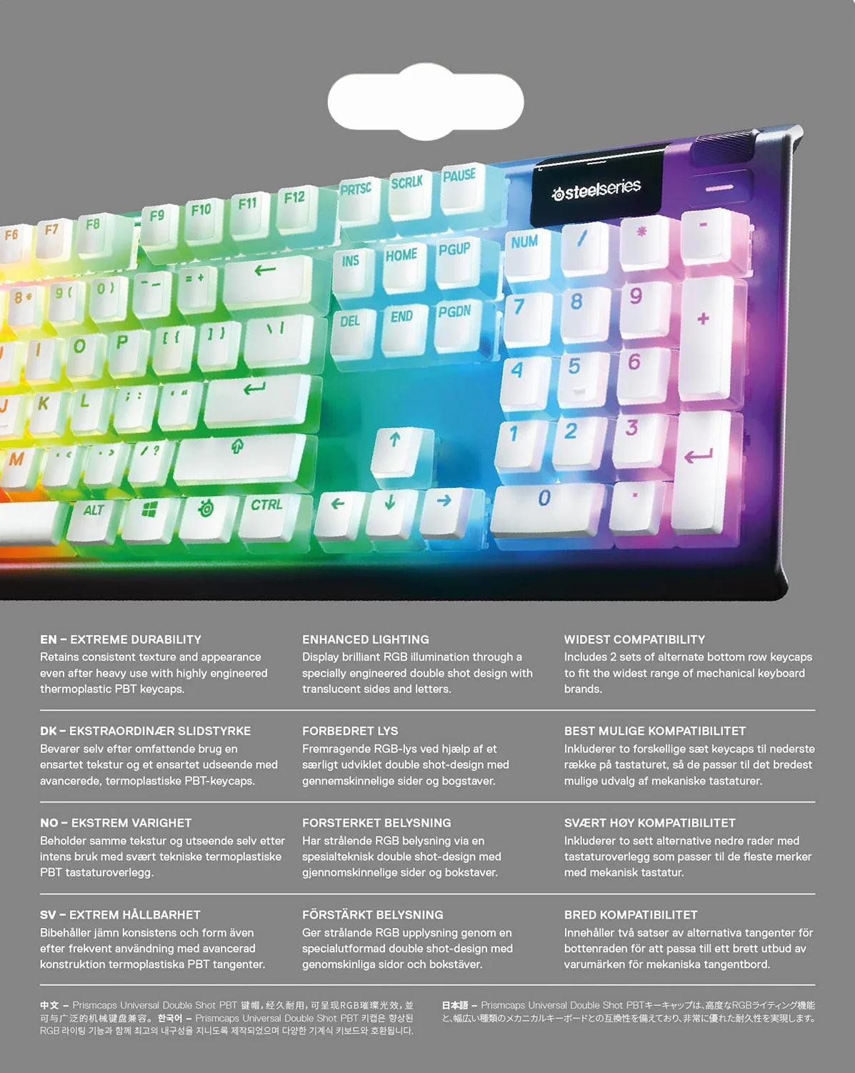 Steelseries Prismcaps 60203 Nakładki na Klawisze, Biały, 104 klawisze