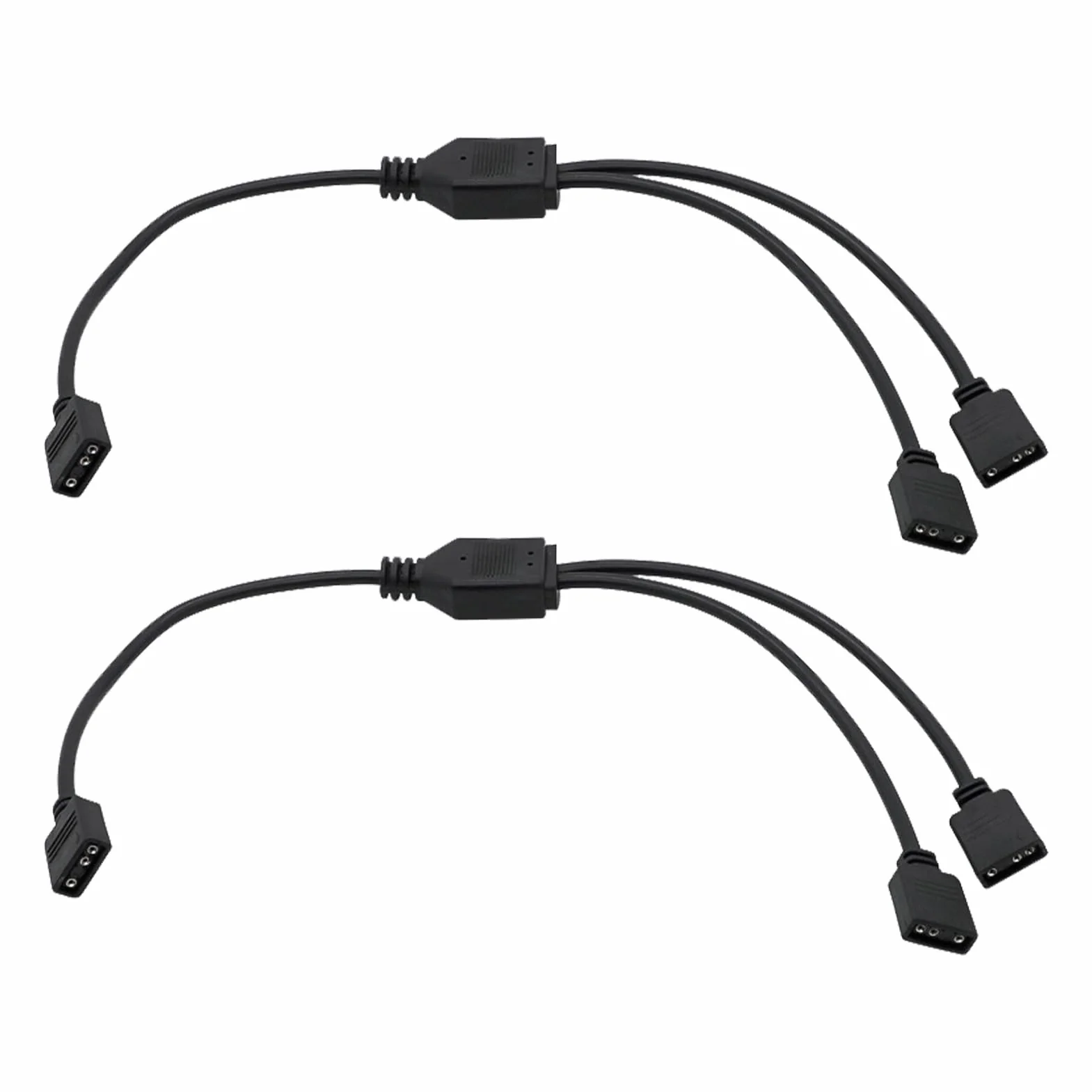 2 sztuki kabli ARGB 1 do 2, 3 piny, przedłużacz ARGB, rozdzielacz LED Y, kompatybilny z uniwersalnymi płytami głównymi, rozszerza połączenie 5 V RGB, 30 cm, czarny