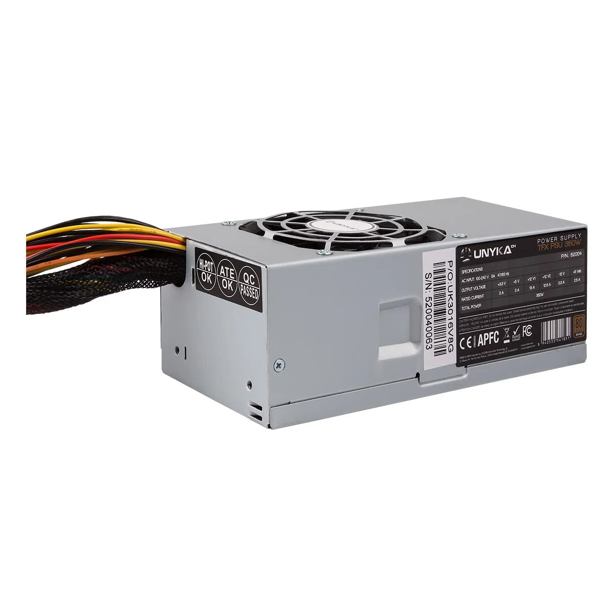 UNYKAch TFX zasilacz sieciowy 350 W, 80 Plus, brąz, z wentylatorem 80 mm, bardzo cichy
