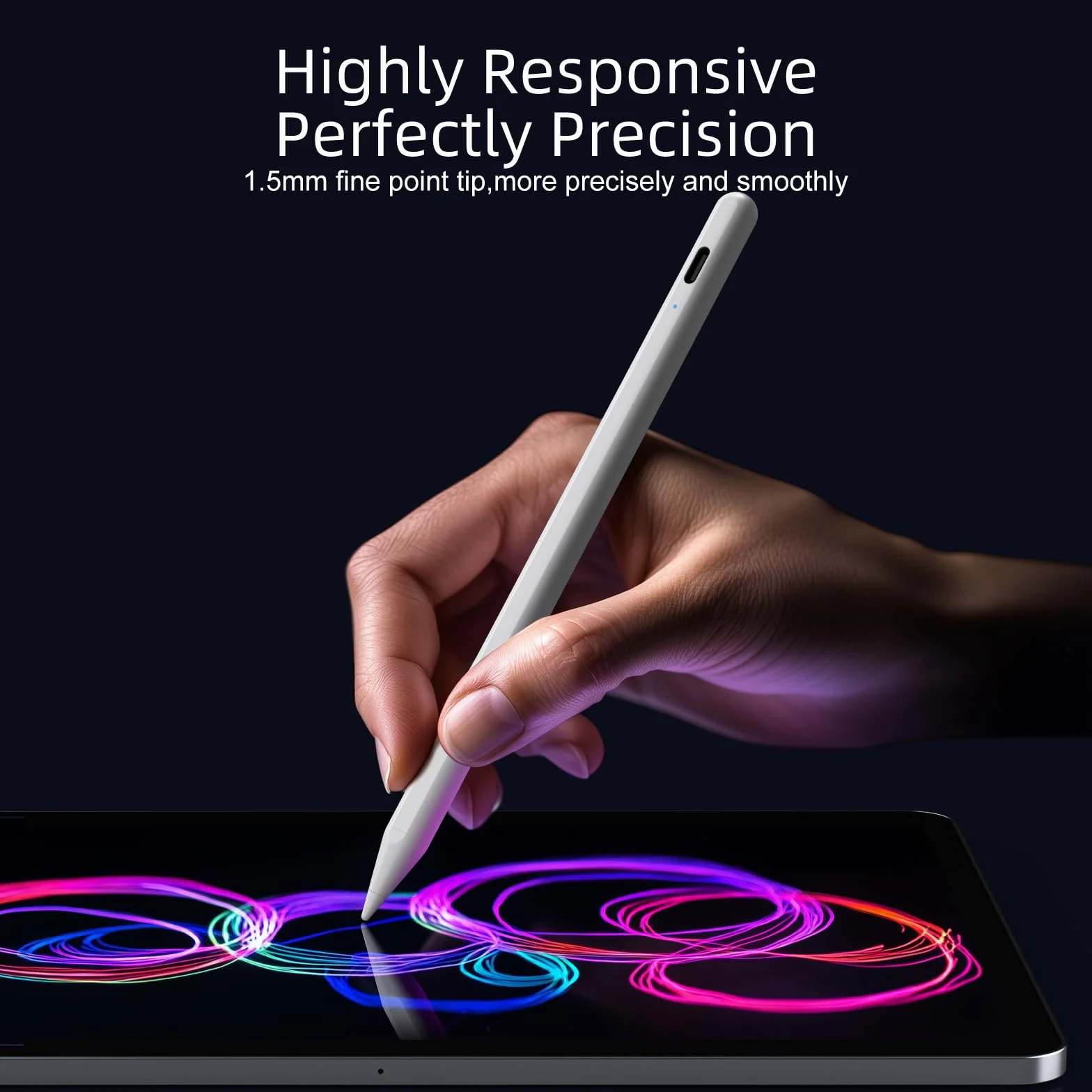 Rysik do iPada 6-11. generacji, 2 x szybkie ładowanie, aktywny rysik, kompatybilny z Apple iPad Pro 2018-2025, 27.9 cm/32.8 cm/M4, iPad Air 3/4/5/M2/M3, iPad mini 5/6 generacji, biały