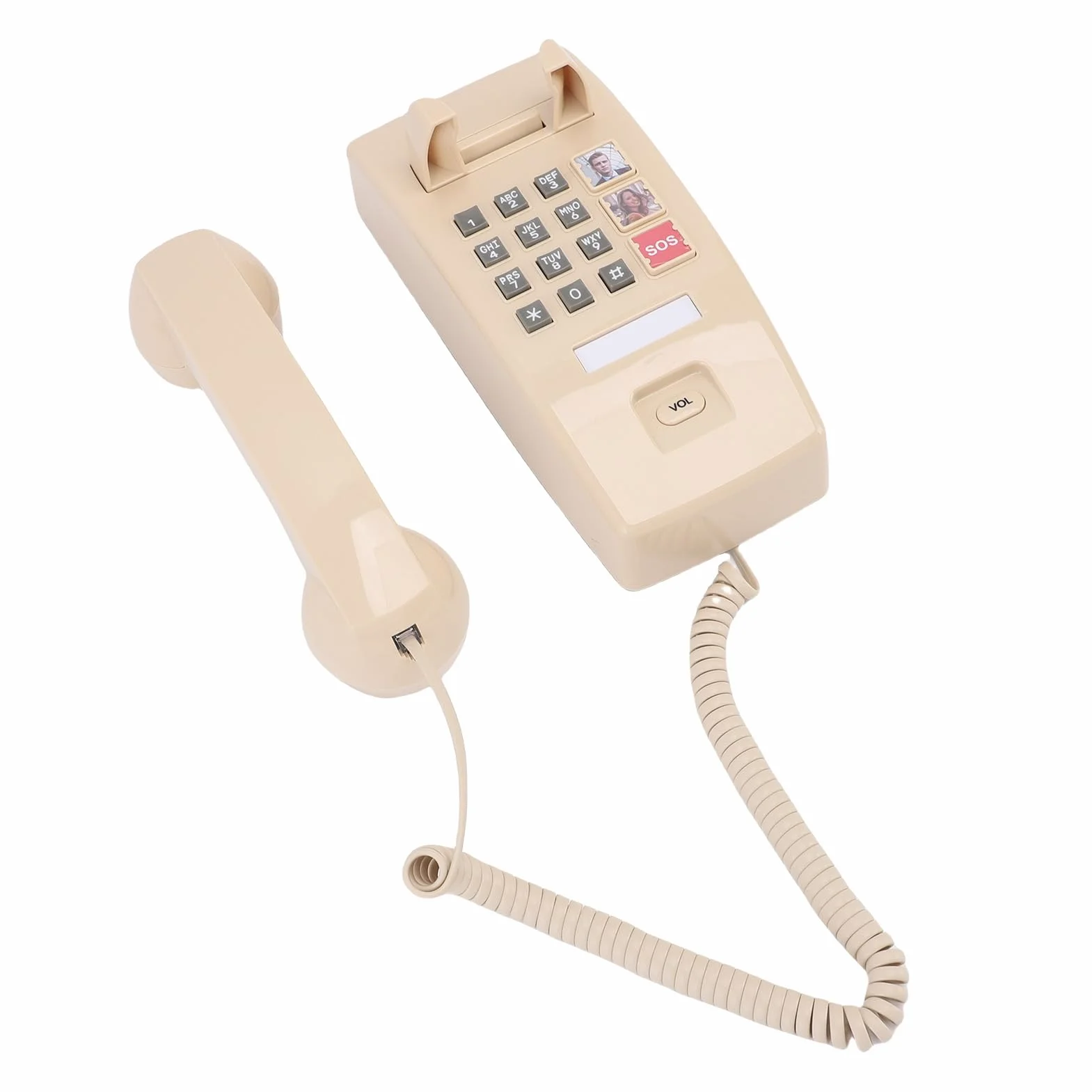 Cocoarm Telefon ścienny w Stylu Retro, Telefon do Montażu Naściennego z ABS, z 3 Przyciskami Szybkiego Wybierania, 3 Poziomami Głośności i Lampkami Stanu, łatwy w Obsłudze dla Domu, Biurka dla