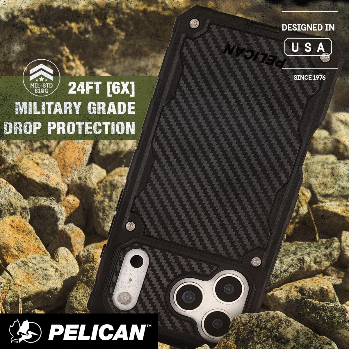 Pelican Shield etui na iPhone'a 17 Pro Max [kompatybilne z MagSafe] wytrzymałe etui na telefon z ochroną przed upadkiem klasy wojskowej 7,3 m – wytrzymałe etui na telefon z klipsem na pasek, etui do