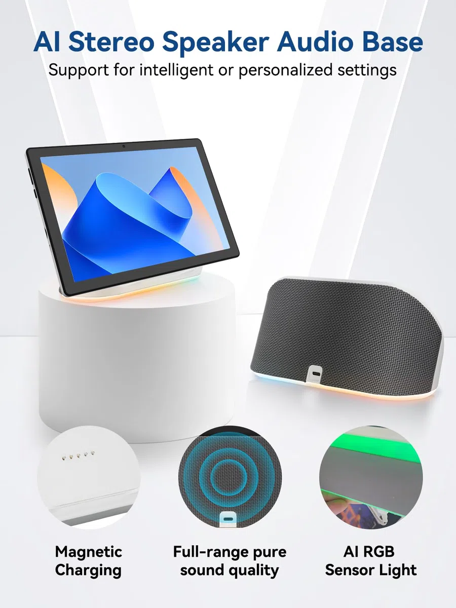 Whitedeer Tablet 10 cali z ośmiordzeniowym systemem Android 14, 14 GB pamięci RAM + 64 GB pamięci ROM, album w chmurze AI i 8 rodzajów białego szumu, aparat 5 MP + 8 MP, Wi-Fi 6 i BT 5.3 (czarny)
