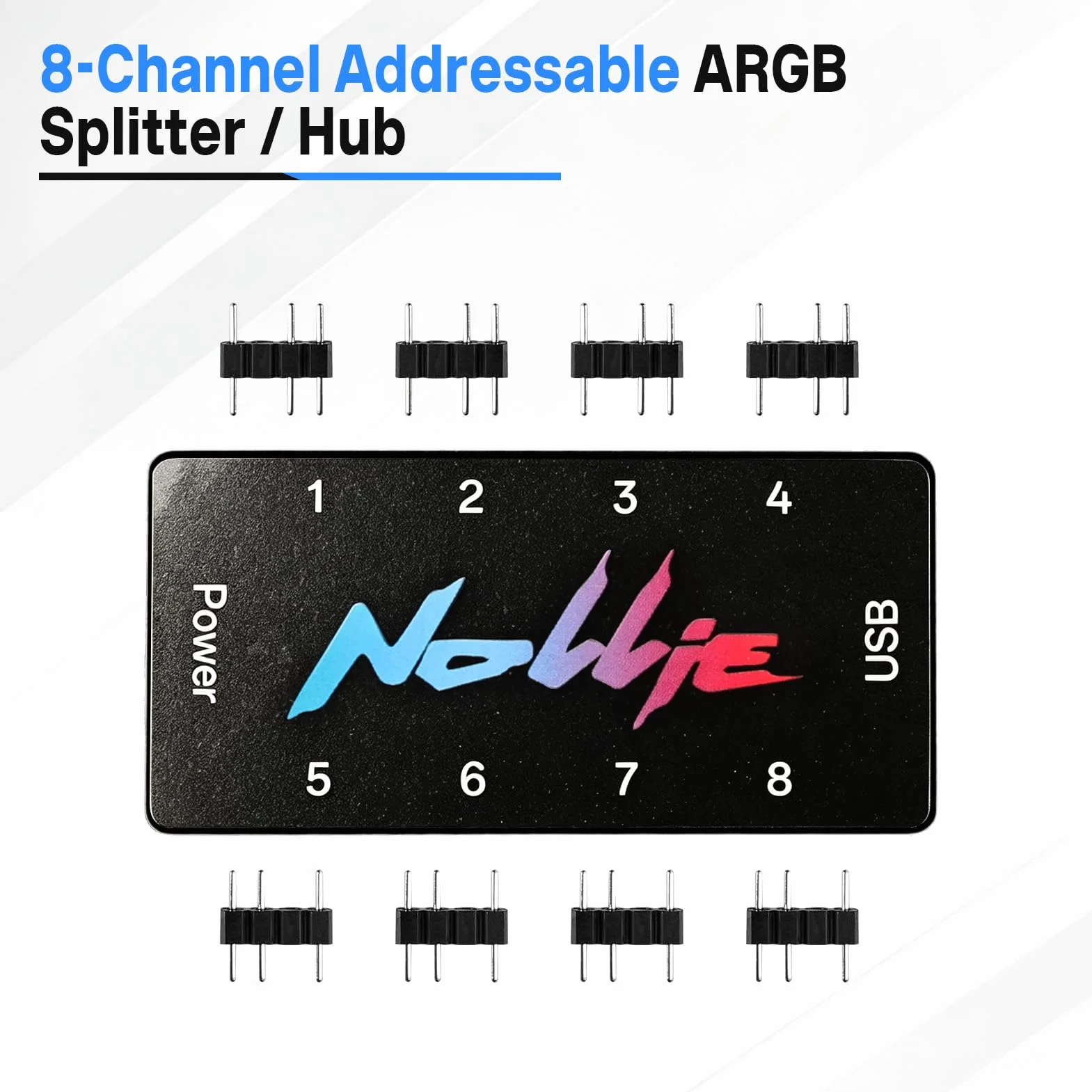 8-portowy kontroler sygnału RGB do komputera, 5 V, 3-stykowy kontroler SATA, kontroler ARGB, koncentrator oświetleniowy PC, rozdzielacz ARGB do wentylatora obudowy