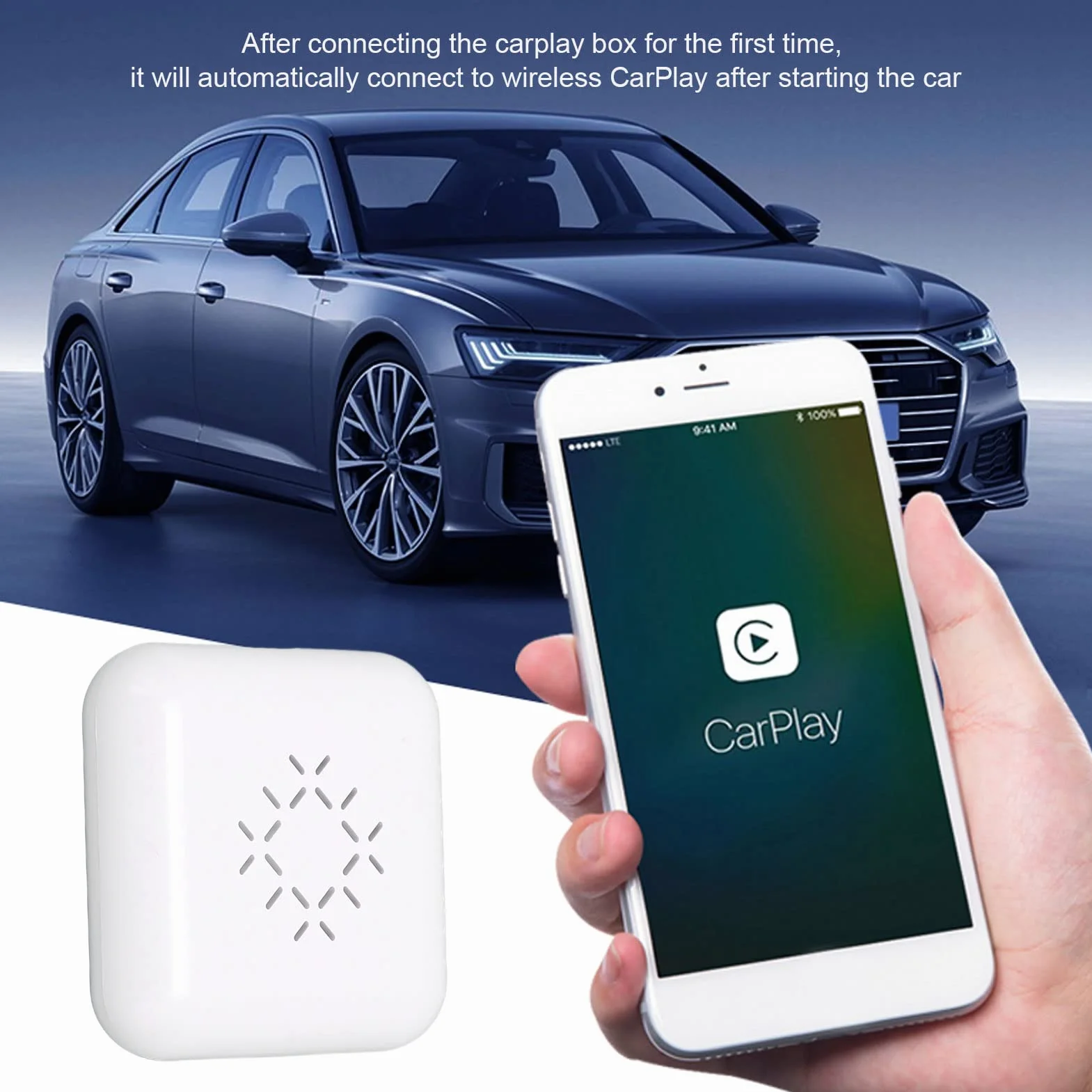 Bezprzewodowy Adapter CarPlay Automatyczne łączenie Najszybsza Prędkość 2022 Najnowszy Bezprzewodowy Adapter CarPlay do Samochodów z Fabrycznym Przewodowym CarPlay dla Ios 10.0 i(Biały)