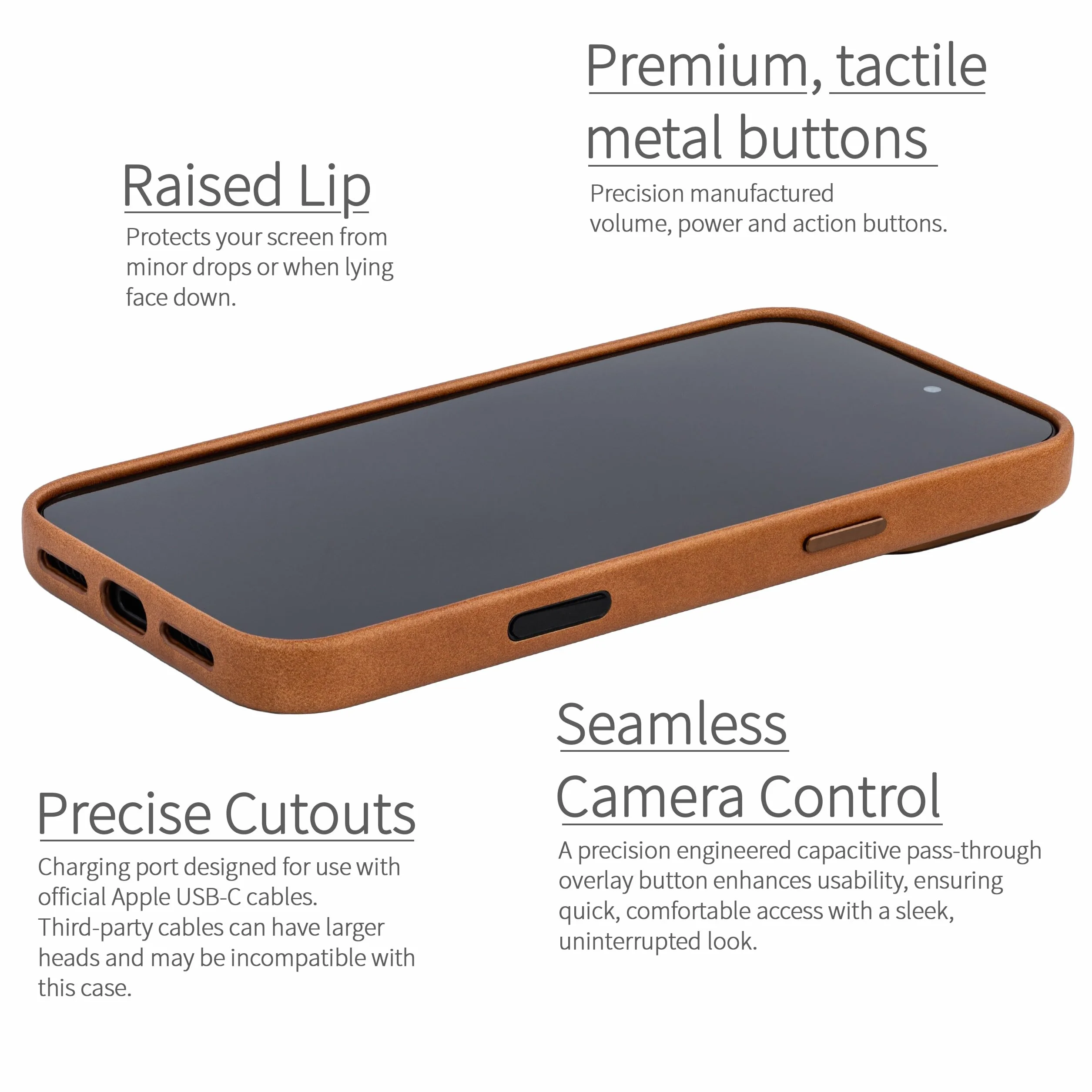 Dockem Etui z Prawdziwej Skóry do iPhone 17 Pro Max Kompatybilne z MagSafe, z Pojemnościowym Przyciskiem Sterowania Aparatem (MSGL, Jasnobrazowy)