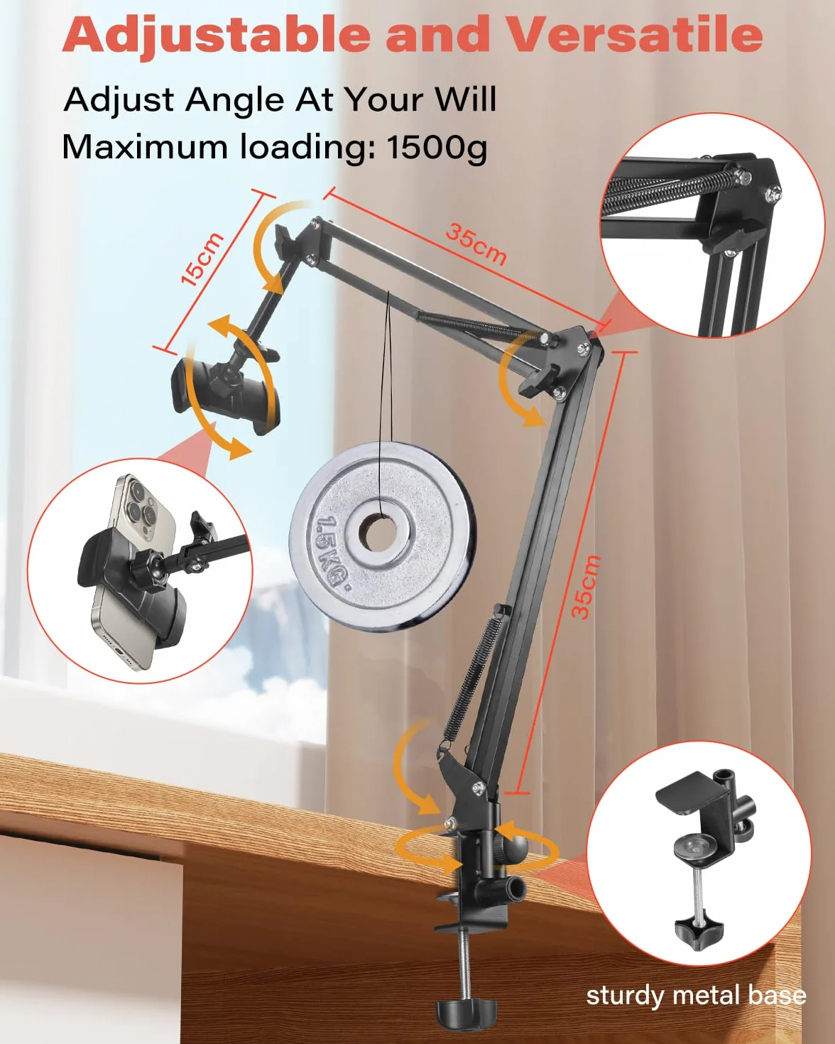 SAMHOUSING Uchwyt na telefon komórkowy do łóżka, ulepszony uchwyt na telefon komórkowy - elastyczny długi stojak na telefon komórkowy do iPhone 15 14 Pro Max Plus, SE, 13 12 Pro Max Mini, 11, X XS 8 7