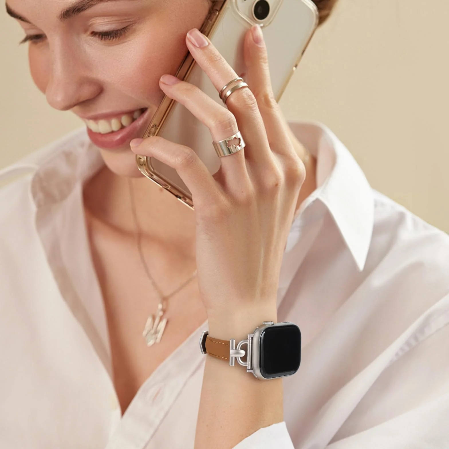 Skórzany pasek do zegarka Apple Watch 38mm 40mm 41mm 42mm 44mm 45mm 49mm z metalową klamrą D
