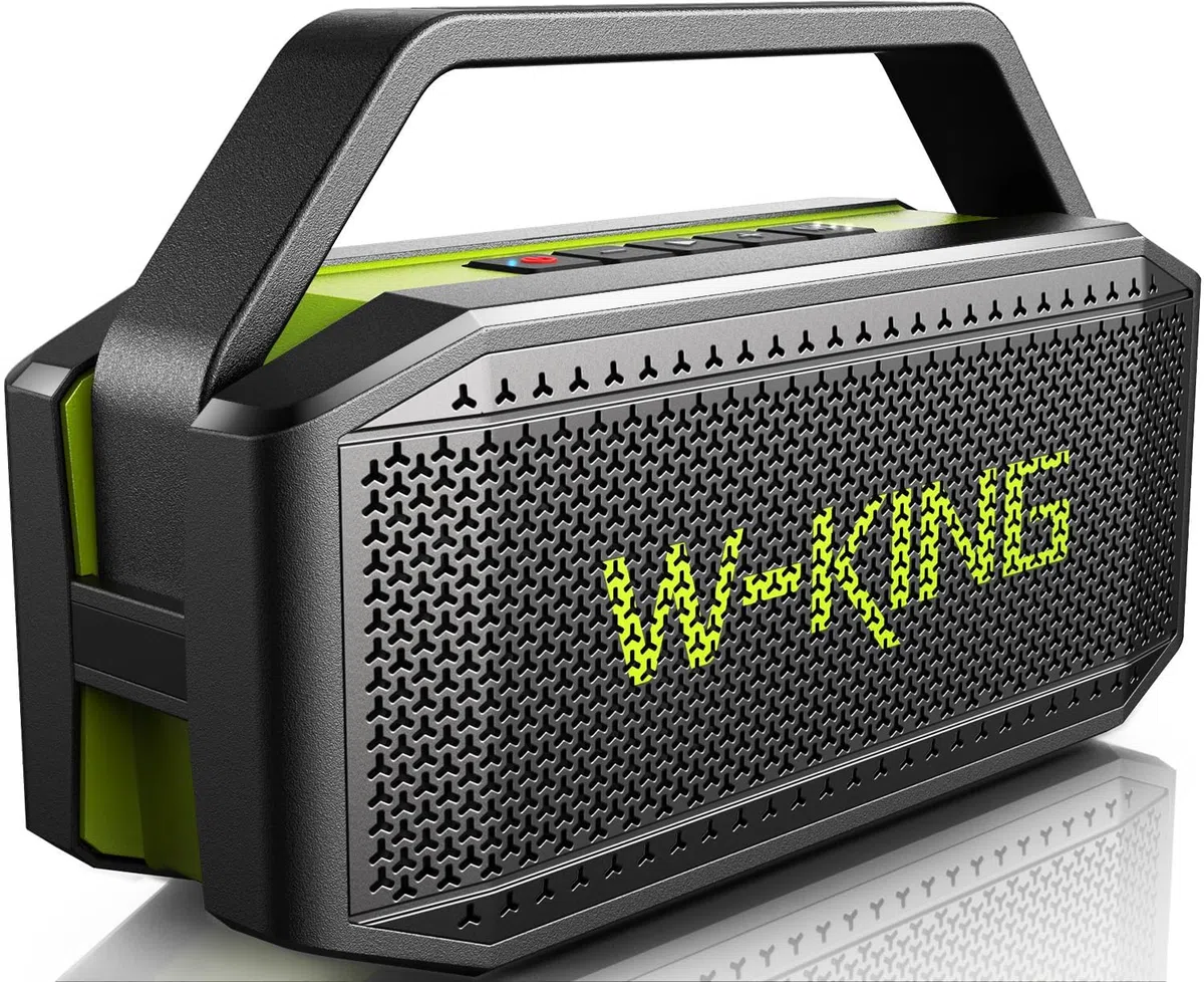 W-KING Głośnik Bluetooth, 60 W, przenośny, bezprzewodowy, wodoodporność IPX6, soczysty bas, czas odtwarzania 40 h, zewnętrzny, potężny, stereo, z funkcją powerbanku, wersja 5.0, karta TF, NFC, AUX, EQ