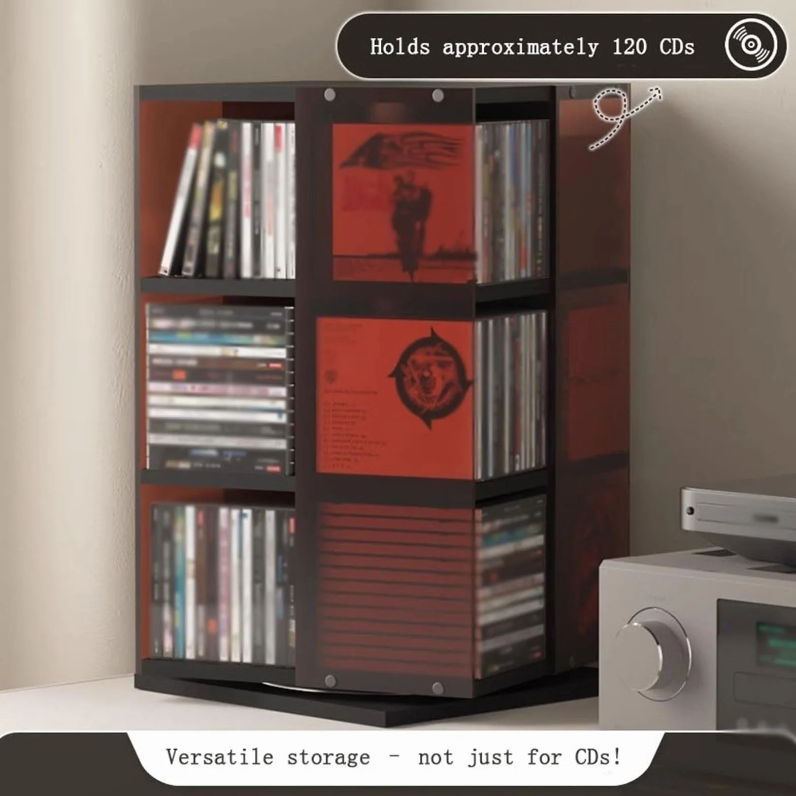przechowywanie nagrań Obrotowy stojak na płyty CD, akrylowy albumy do biura domowego Organizator na biurko