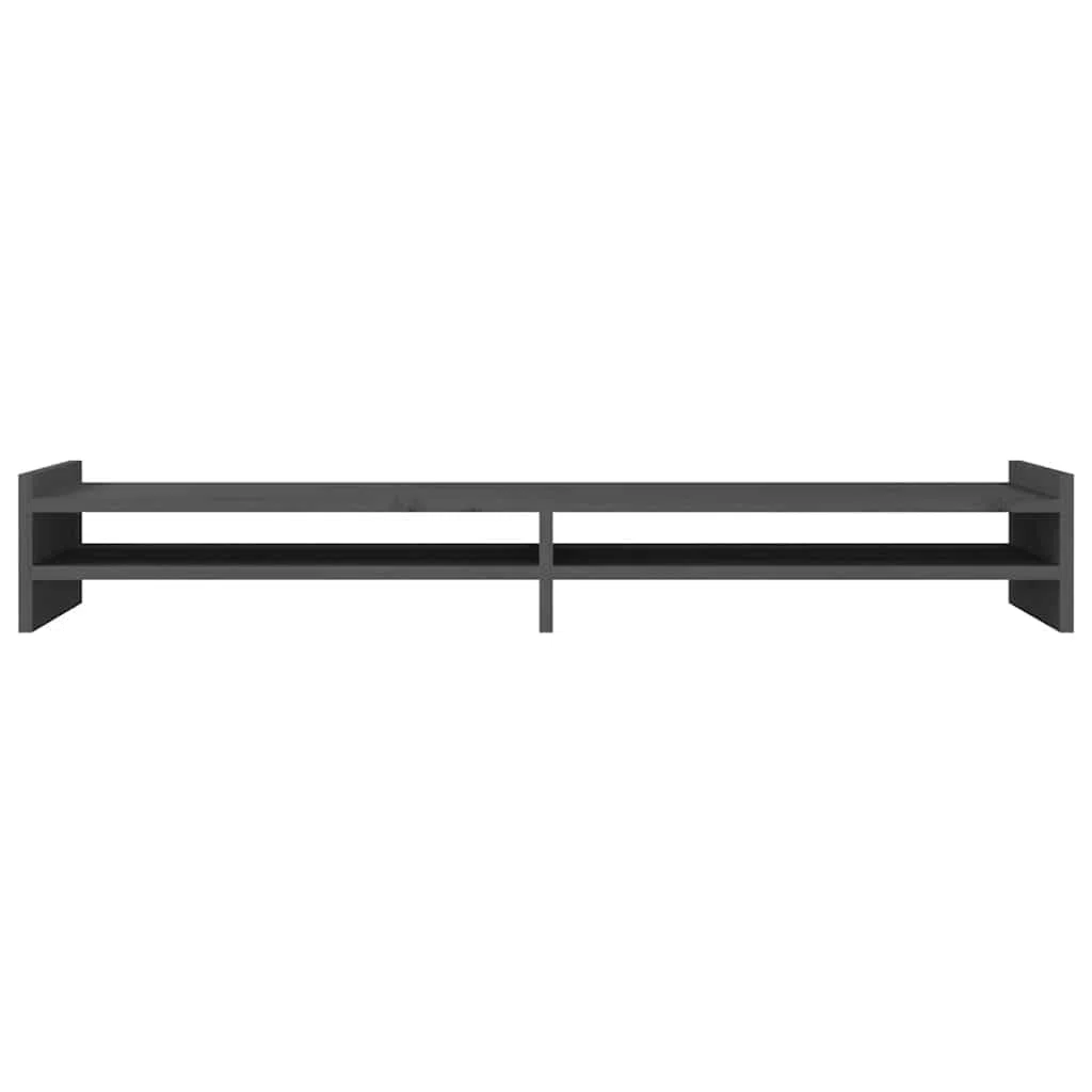 Hothingwell Stojak na monitor z litego drewna sosnowego 100 x 27 x 15 cm szary, minimalistyczny design z miejscem do przechowywania klawiatury i akcesoriów