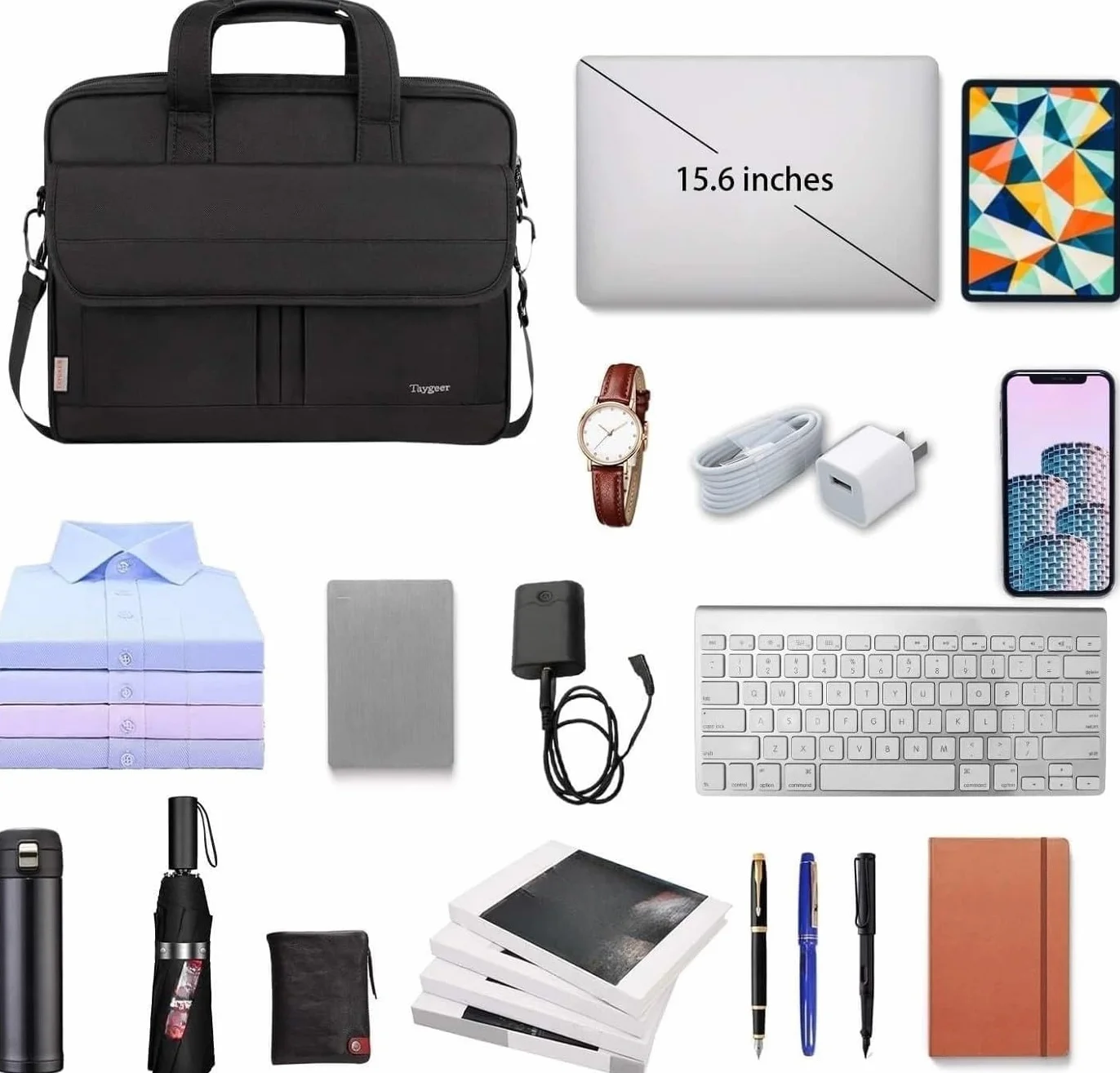 Torba Na Laptopa Taygeer 15,6 Cala, Torba Na Ramię Męska Torba Biznesowa Premium, Wodoodporna, Do Pracy, Na Podróż, Dla Nauczycieli, Na Studia, Czarna