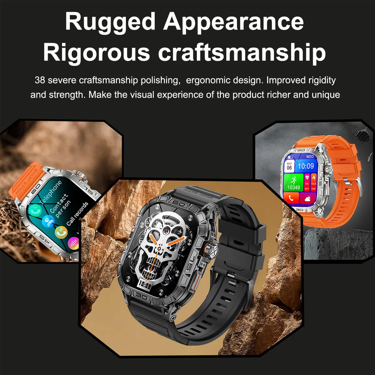 Smartwatch męski z funkcją telefonu, Smart Watch 1,96" AMOLED z połączeniami telefonicznymi Bluetooth 5ATM, wodoszczelny zegarek fitness z monitorem tętna, monitorem snu, krokomierzem, zegarek