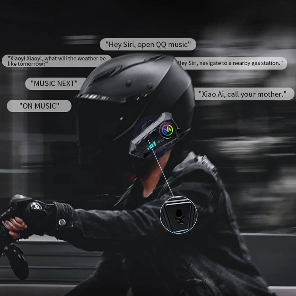 motocyklowy interkom kask zestaw słuchawkowy Bluetooth asystent głosowy obsługa podwójnej redukcji szumów połączenia w wysokiej rozdzielczości słuchanie muzyki i nawigacja