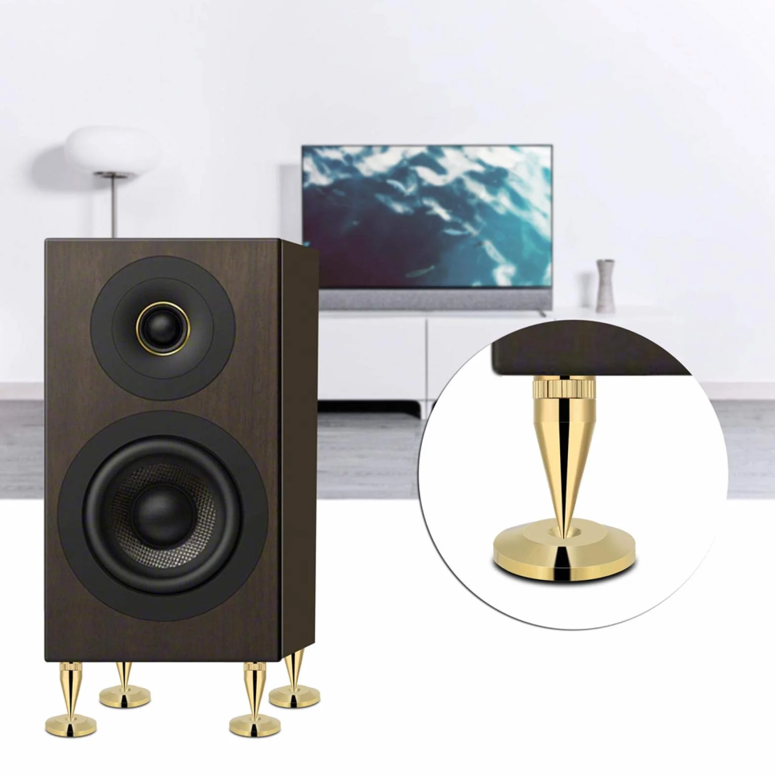 Zestaw głośników miedzianych, 8 par Wzmacniacz audio CD 6 x 36 mm Izolacja gramofonu Stojak Stożek + poduszka podstawy Nóżki odporne na wstrząsy Mata wzmacniająca Głośnik Sprzęt HiFi
