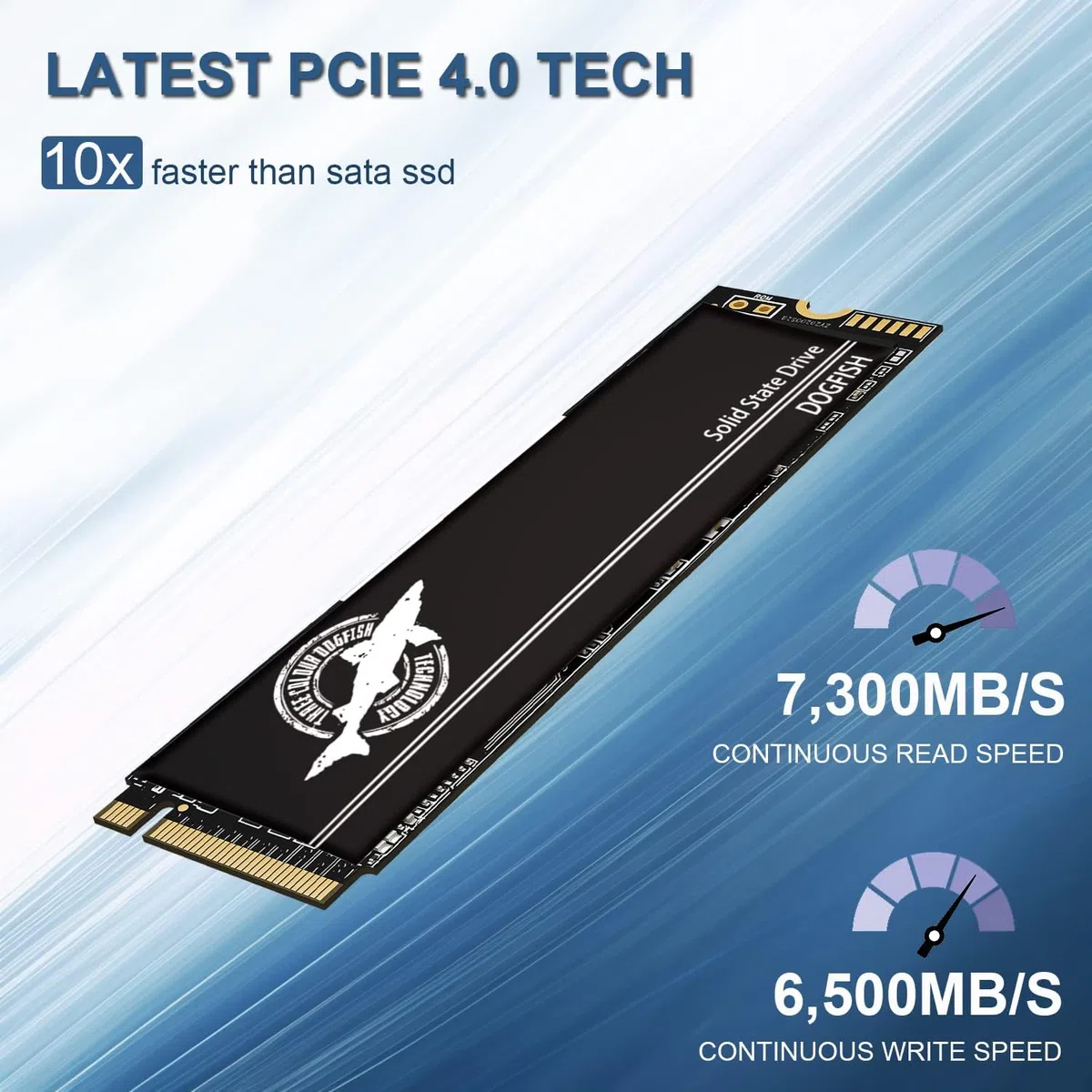Dogfish SSD M.2 NVMe 4TB PCIe 4.0 Gen4, dysk twardy wewnętrzny SSD z podkładkami przewodzącymi ciepło, do 7 300 MB/s, do komputerów stacjonarnych PS5 gamingowych, laptopów, M2 2280 4TB