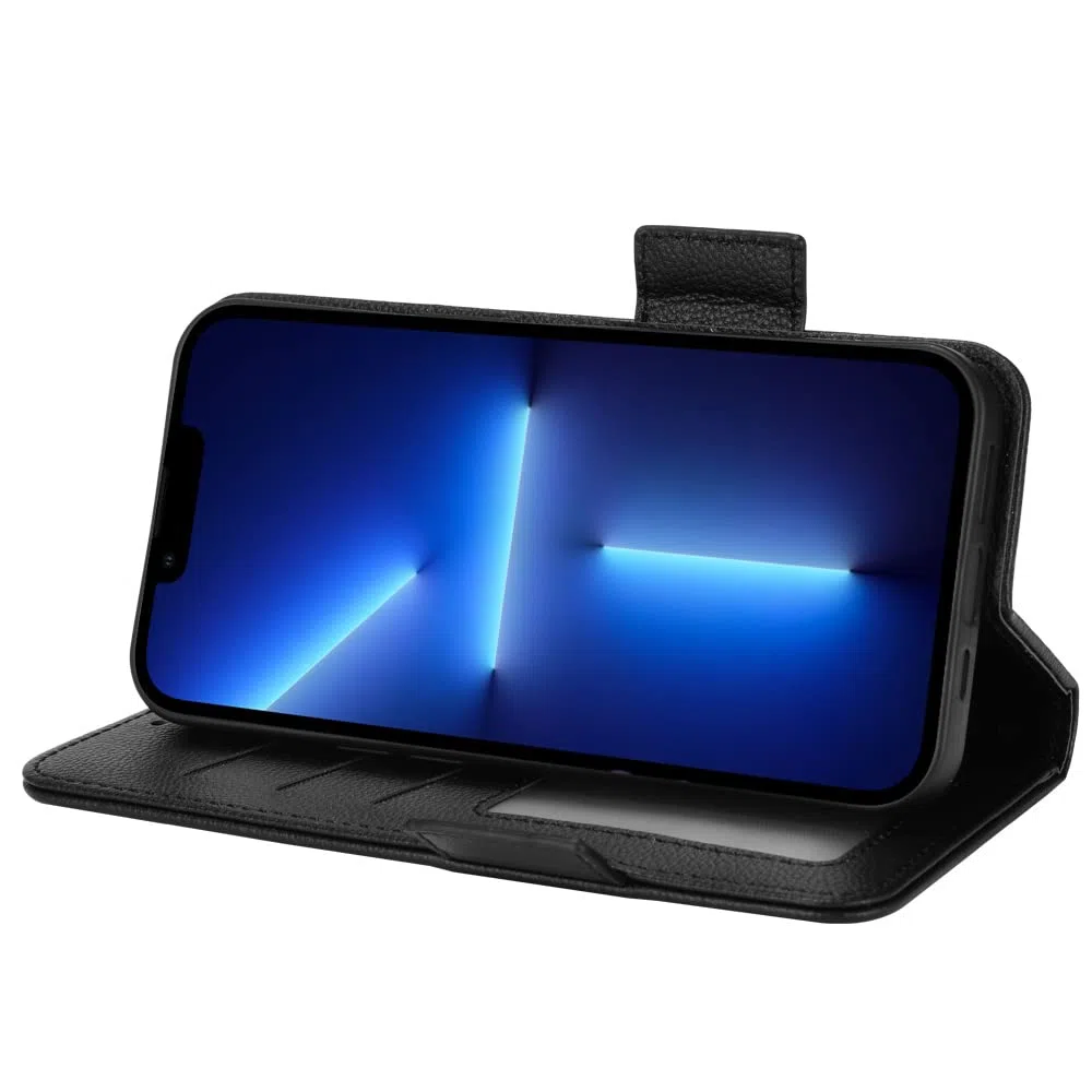 Topme Etui skórzane do Motorola Moto ThinkPhone/Lenovo ThinkPhone (16,76 cm), [prosta okładka z wzorem litchi] - ciemno niebieski