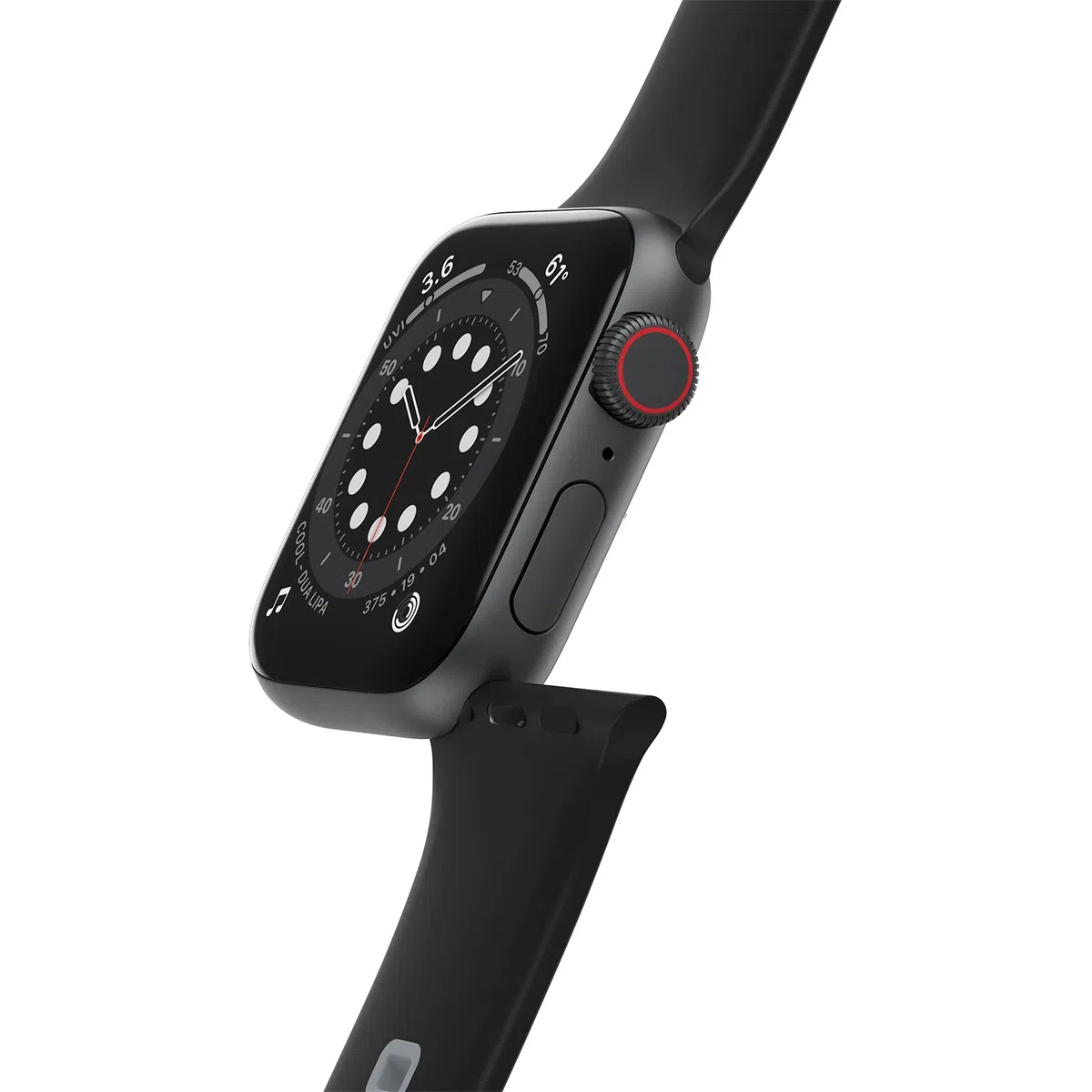 OtterBox Całodzienny pasek do zegarka Apple Watch 40/41/42mm, wytrzymały, miękki w dotyku silikonowy pasek do zegarka Apple Watch, Autobahn Black