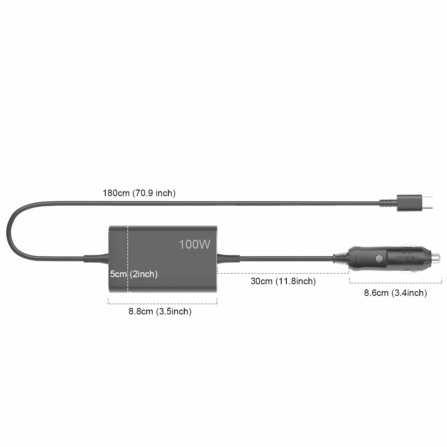 Ładowarka samochodowa USB C 100 W zasilacz samochodowy 12 V-24 V do Lenovo ThinkPad IdeaPad Yoga ThinkBook Asus ROG Flow HP Dell Acer Surface Book 2 MacBook Pro/Air Huawei Razer MSI kabel do ładowania