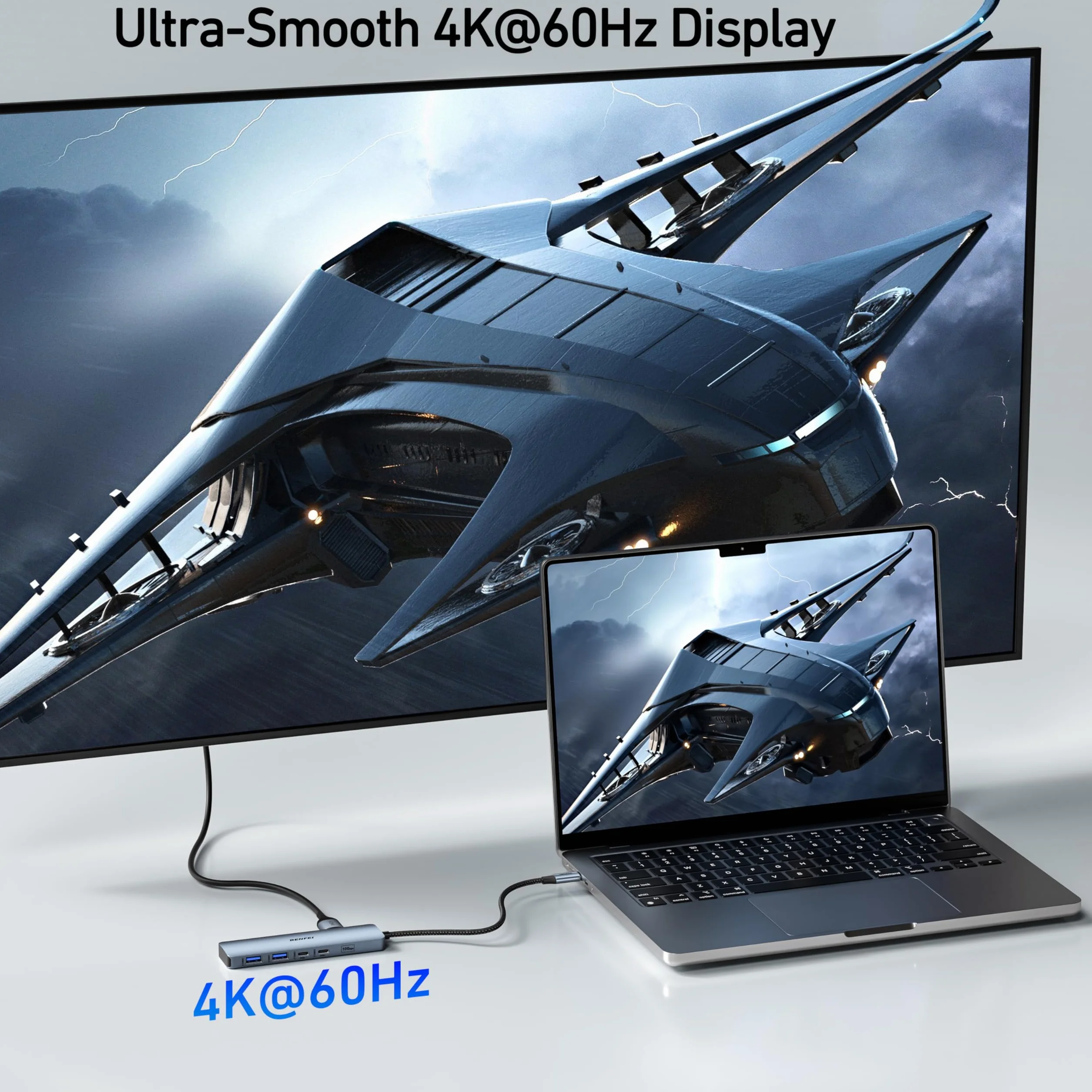 BENFEI USB C Hub 6 w 1 HDMI 4K@60Hz 100W 10 Gb/s USB-A USB-C Aluminium