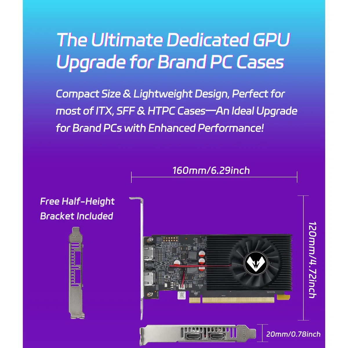 MOUGOL AMD Radeon R7 350 4 GB niskoprofilowa karta graficzna, podwójne porty HDMI do wielu monitorów, 4 GB GDDR3 128-bitowa, karta graficzna SFF o połowie wysokości do cienkiego komputera