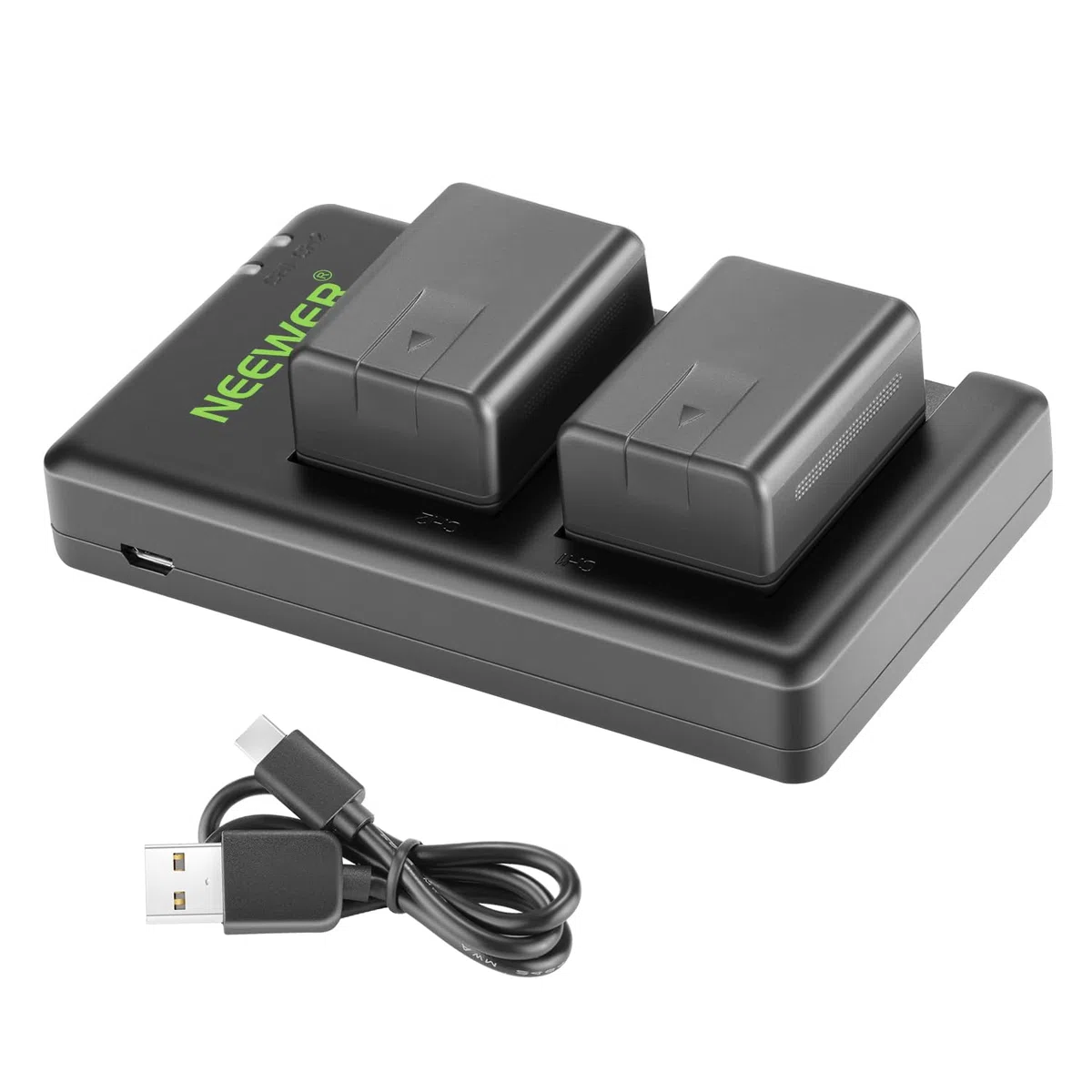 NEEWER Zapasowy zestaw akumulatorów i ładowarek do VW-VBT190, 2 baterie 1950 mAh i podwójna ładowarka USB, kompatybilny z Panasonic HC-V110 V130 V160 V180 HC-V201 V210 V250 HC-V380 HC-V510 V520 V550