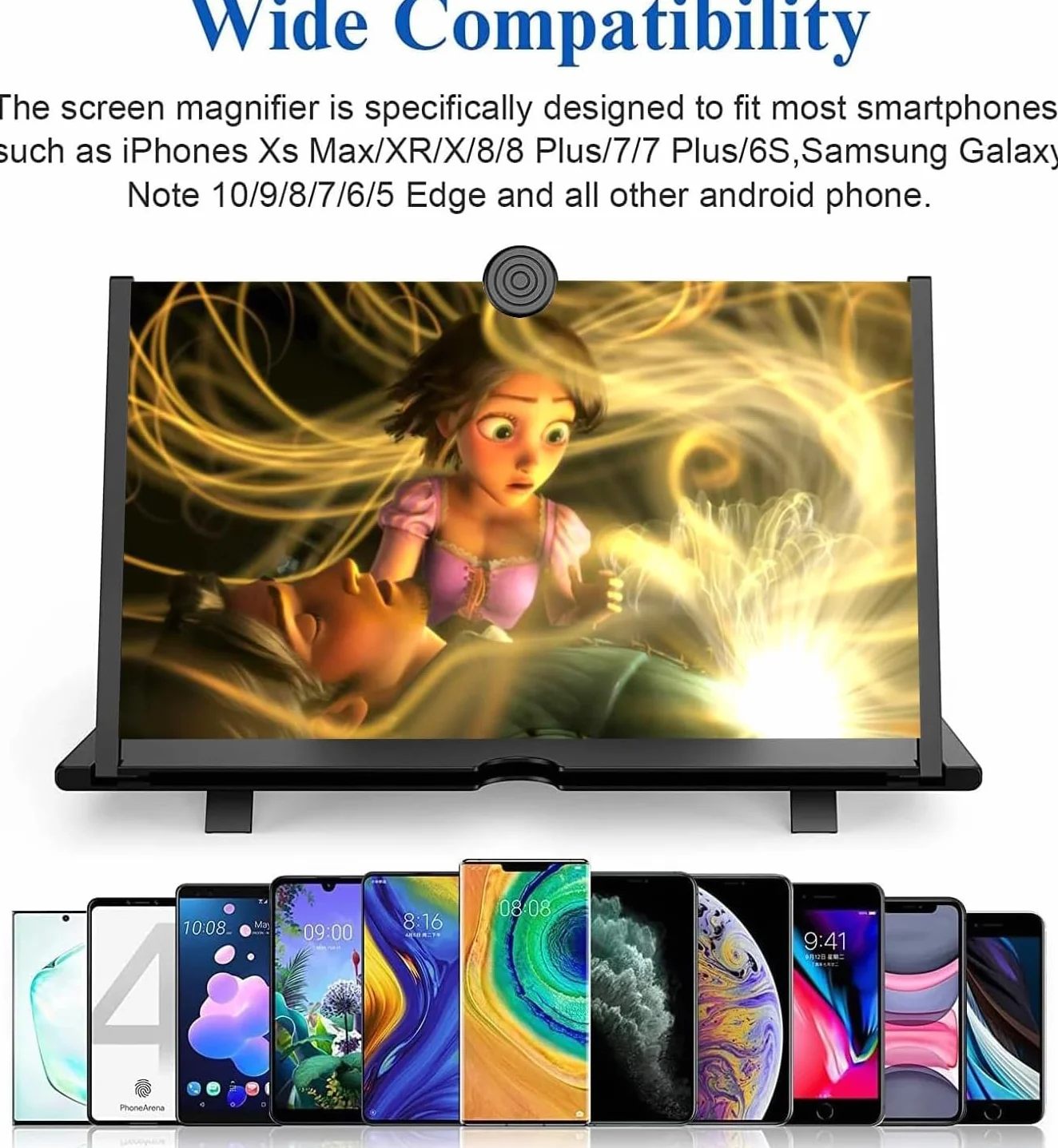 Lupa do ekranu telefonu komórkowego 16 cali, lupa do smartfonów 3D HD, składana lupa HD do oglądania filmów i filmów do wszystkich smartfonów (czarna)