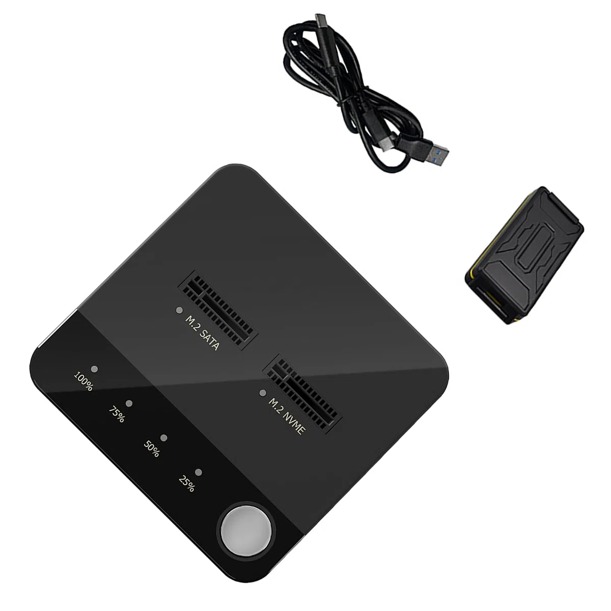 5V 2A Dual Bay M.2 SATA/NVME duplikator obsługuje pojedynczy dysk 2 TB i odczyt kart do komputera stacjonarnego