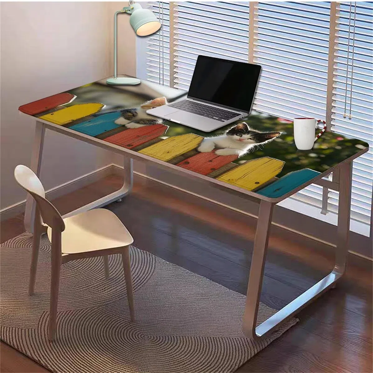 Gamingowa podkładka pod mysz 1200 x 600 x 3 mm, XXL, wodoszczelna, odporna na ścieranie, ze zszytymi krawędziami, podkładka na biurko, poprawia prędkość i precyzję, pod laptopa, komputera, wzór kota