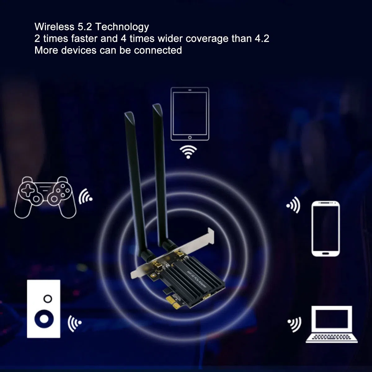 Bezprzewodowa karta LAN 6E PCIE, szybsza prędkość o mniejszym opóźnieniu, technologia BT 5.2, pozłacany interfejs wbudowany radiator, wielozakresowy 5 Ghz 6 Ghz 2,4 Ghz dla PC