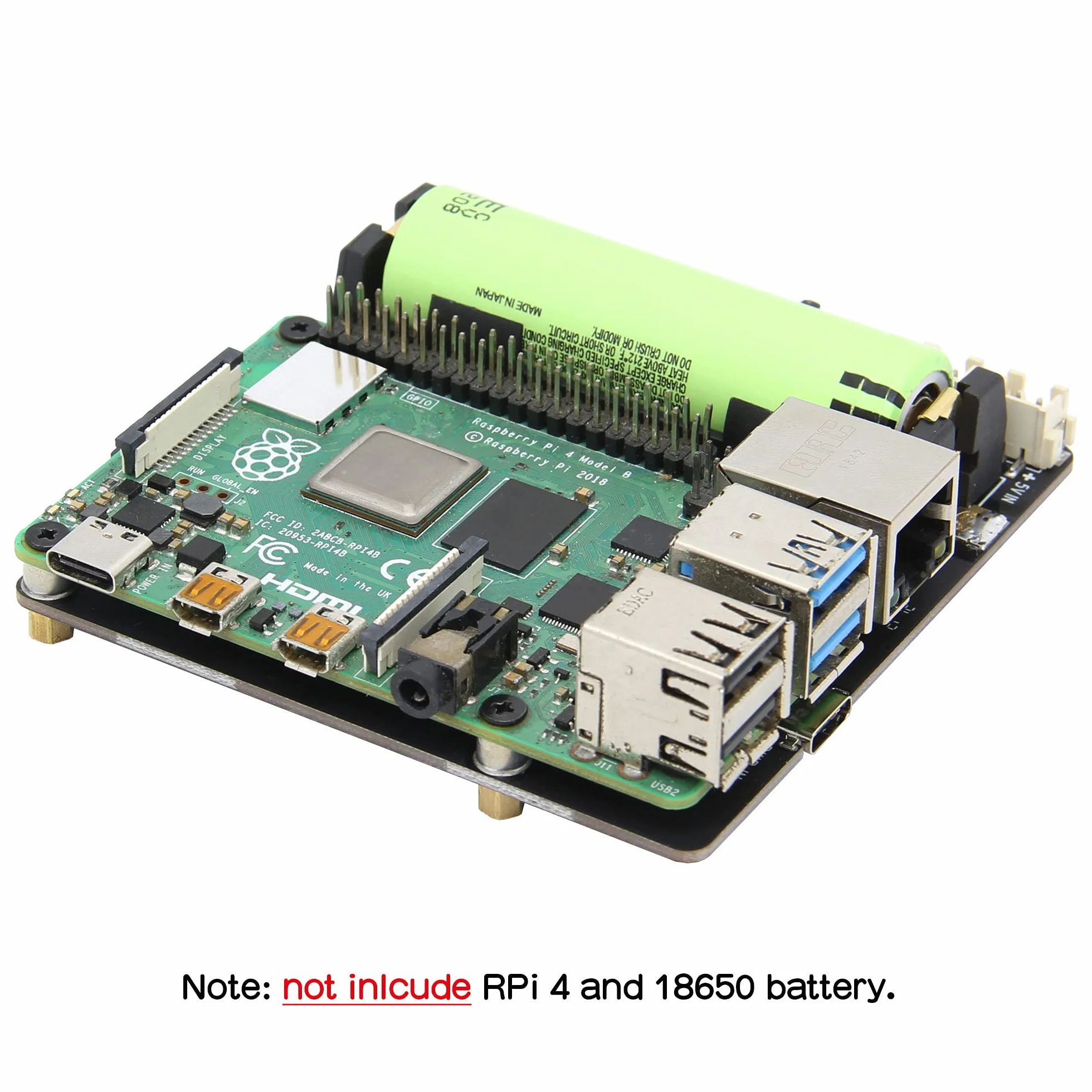 Geekworm Raspberry Pi 4 UPS X703, Ultra-compact 18650 UPS Shield with Auto Power On for Raspberry Pi 4 8GB/4GB/2GB Only