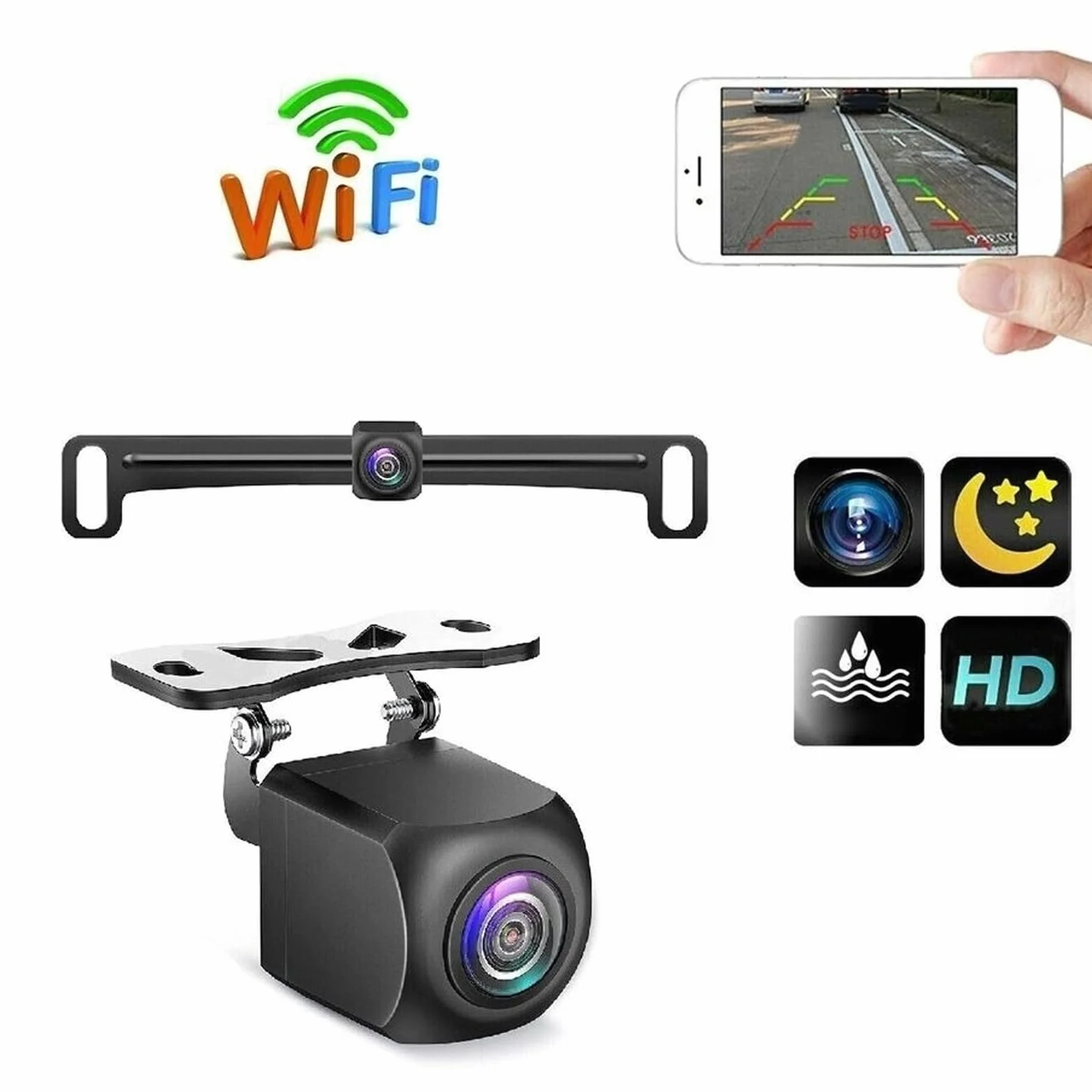 Kamera Cofania 1080P WiFi 175° Uniwersalna do Samochodu SUV RV iOS Tablet Telefon