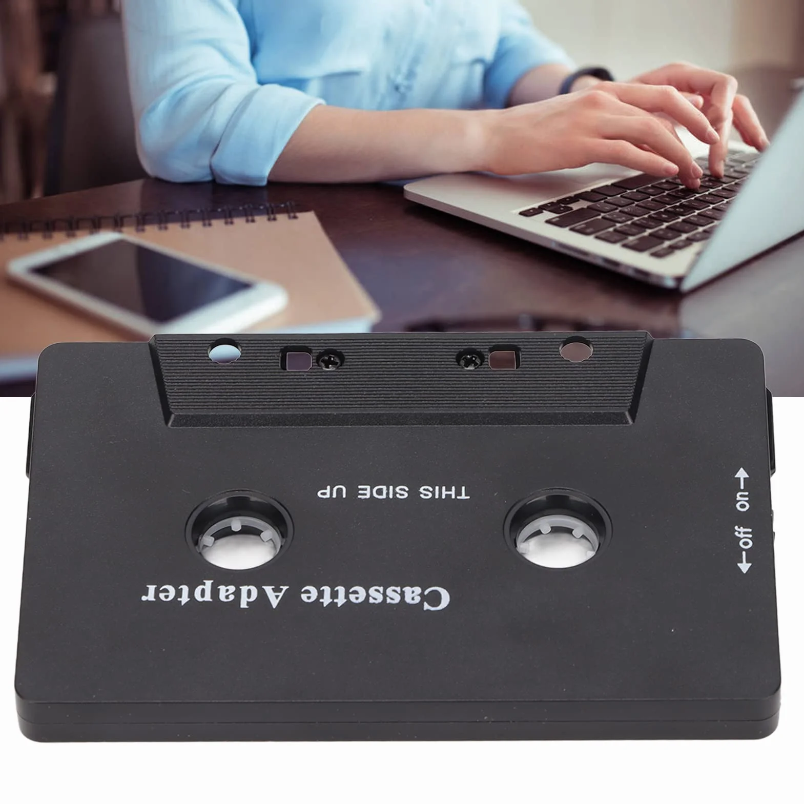 Adapter Kasetowy Bluetooth PUSOKEI do Samochodu z Stereo Audio, Bezprzewodowy Adapter Kasetowy na Aux, dla Telefonów Komórkowych, Tabletów, Radia Samochodowego, Odtwarzaczy MP3