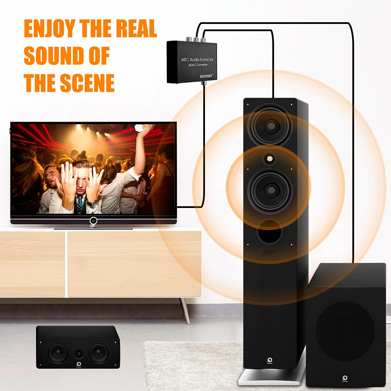 SOUTHSKY Przetwornik DAC 192 kHz cyfrowy na analogowy HDMI ARC SPDIF CEC