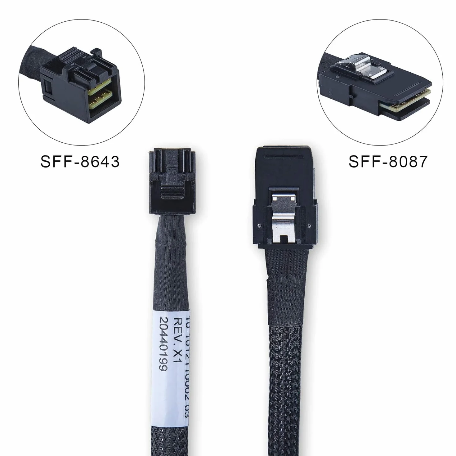 ipolex Wewnętrzny kabel mini SAS HD SFF-8643 do SFF-8087, 100 omów, 0,5 m (1,6 cala)