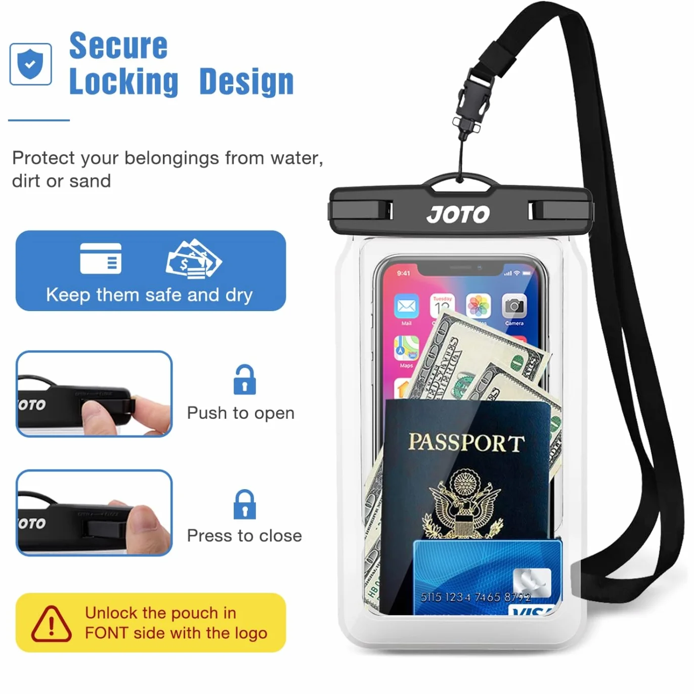 JOTO 2 Szt Pływający wodoodporny pokrowiec na telefon, uniwersalny wodoodporny pokrowiec, Float na iPhone 13 Pro Max 12 11 XS XR 8 7 Galaxy Pixel do 7 cali, IPX8 podwodny worek na telefon komórkowy