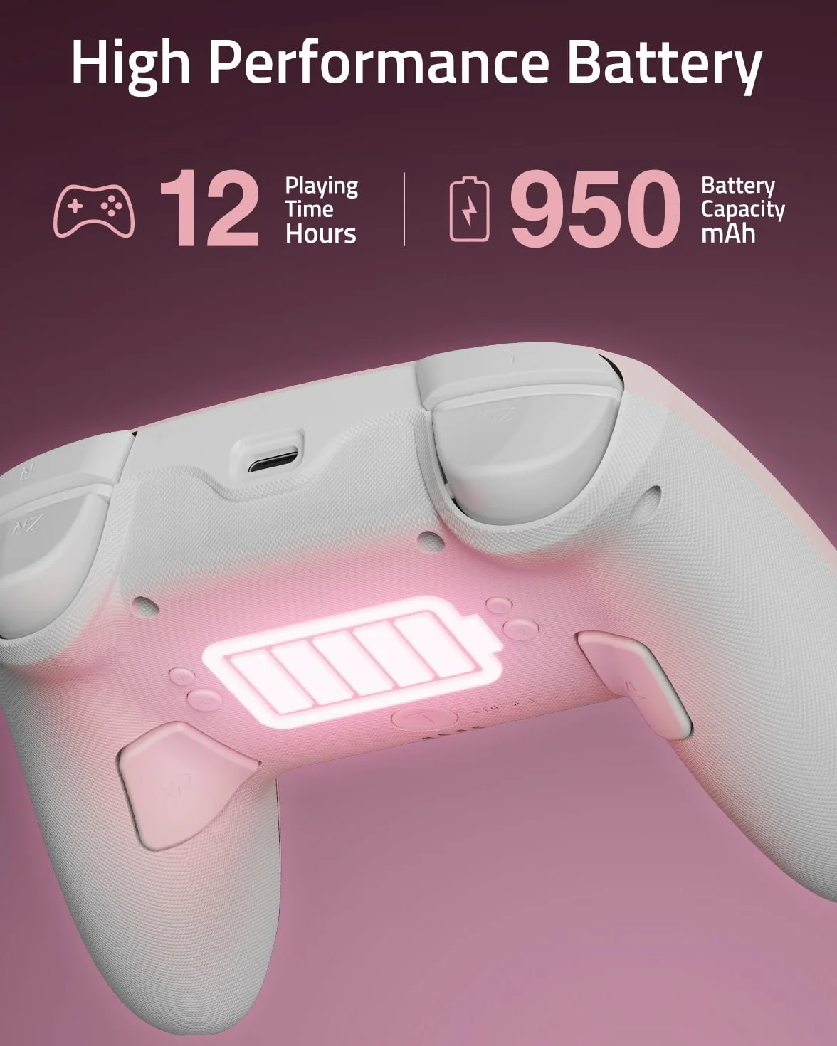 PALPOW Hall Effect Switch Pro Controller bezprzewodowy kompatybilny z Switch 2/OLED/Lite, FUNLAB Firefly Bluetooth Switch, kontroler gamepad z 7 kolorami LED/paddle/Turbo – kocia łapa, różowy