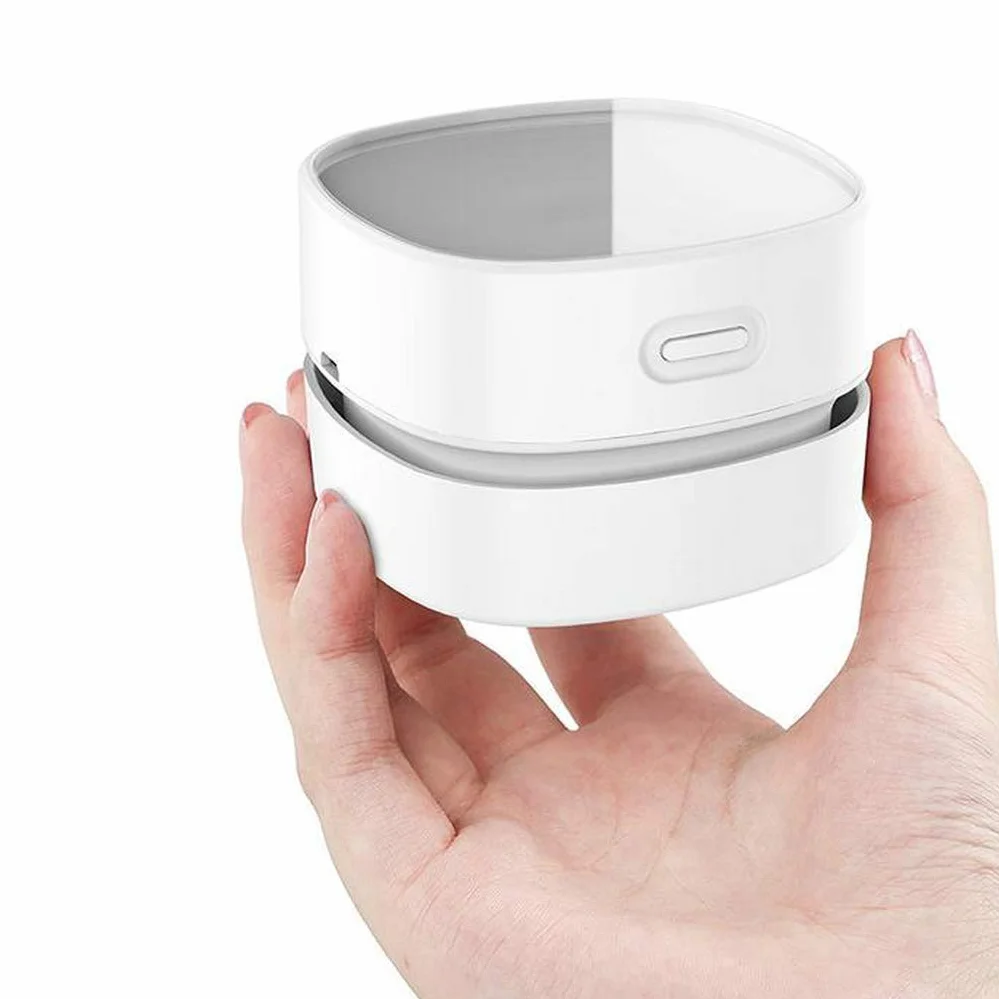 Mini odkurzacz stołowy bezprzewodowy USB 90 minut obracany 360° biały