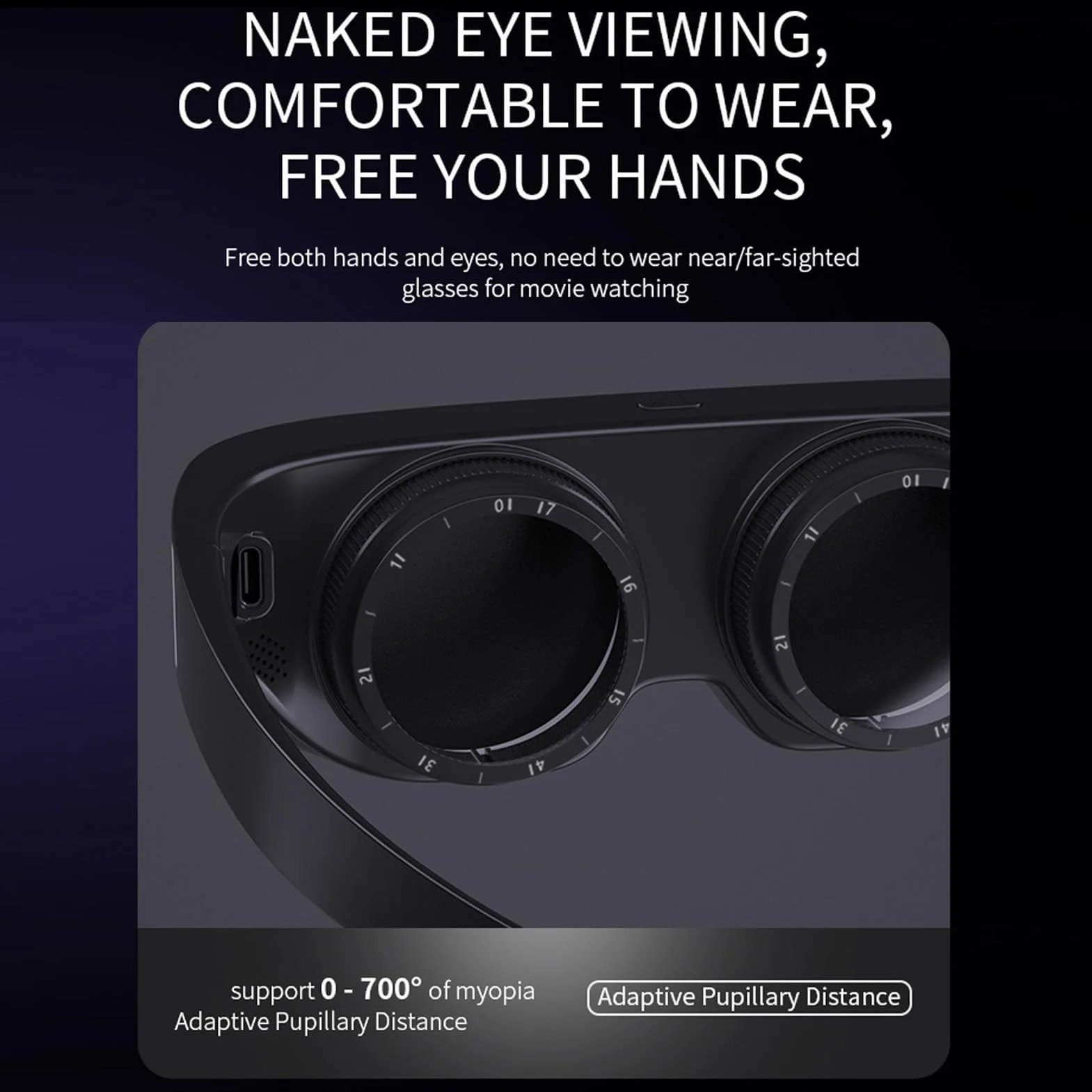 Okulary 3D do rzeczywistości wirtualnej, lekkie okulary inteligentne VR, okulary do wirtualnej rzeczywistości, ekran 3D IMAX Gaint Gogle VR przyjazne dla krótkowzroczności, bateria 8000 mAh