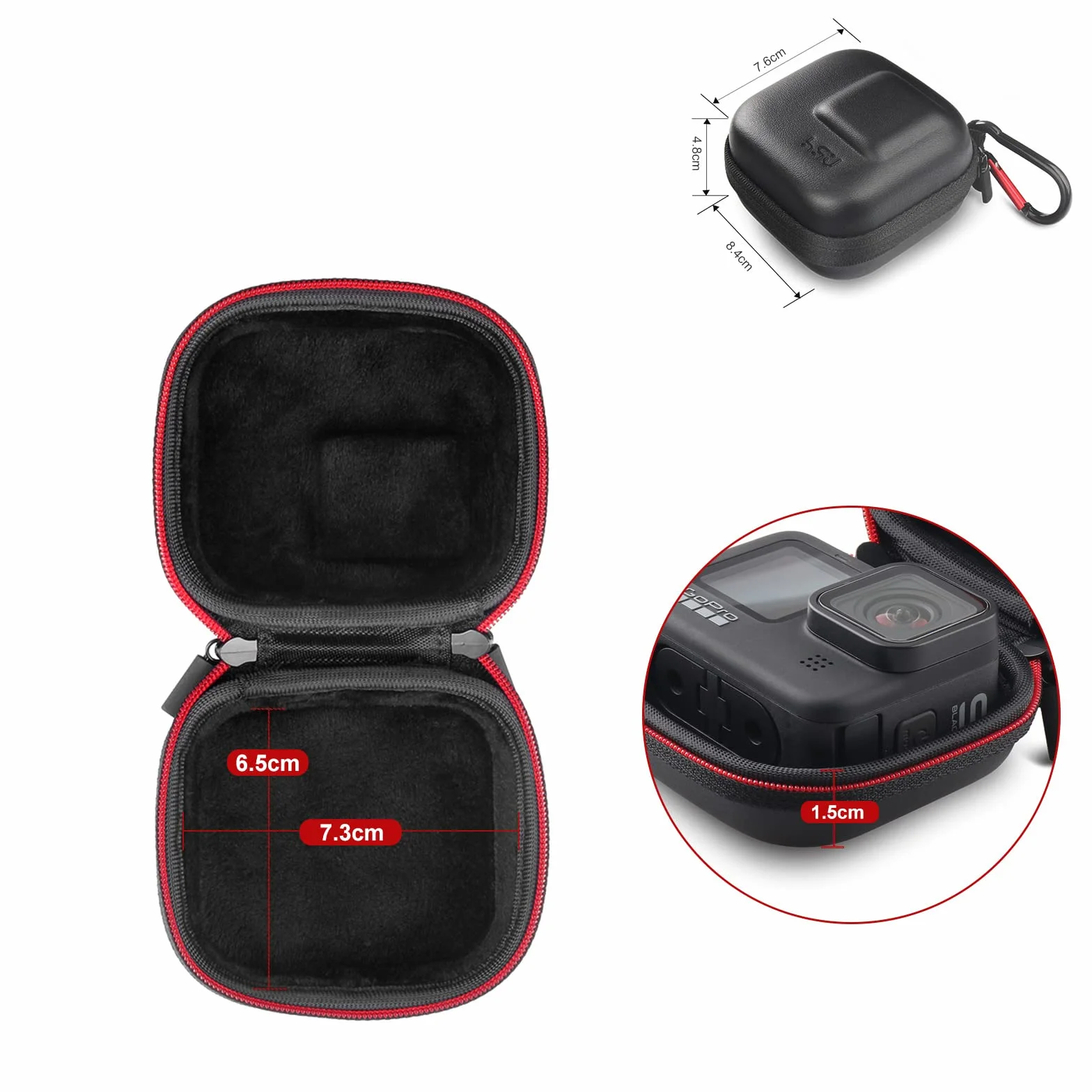 HSU Przenośna mini torba na kamerę akcji, rama, obudowę, torba kieszonkowa, kompatybilna z GoPro Hero, Max Osmo Action, dla GoPro Hero