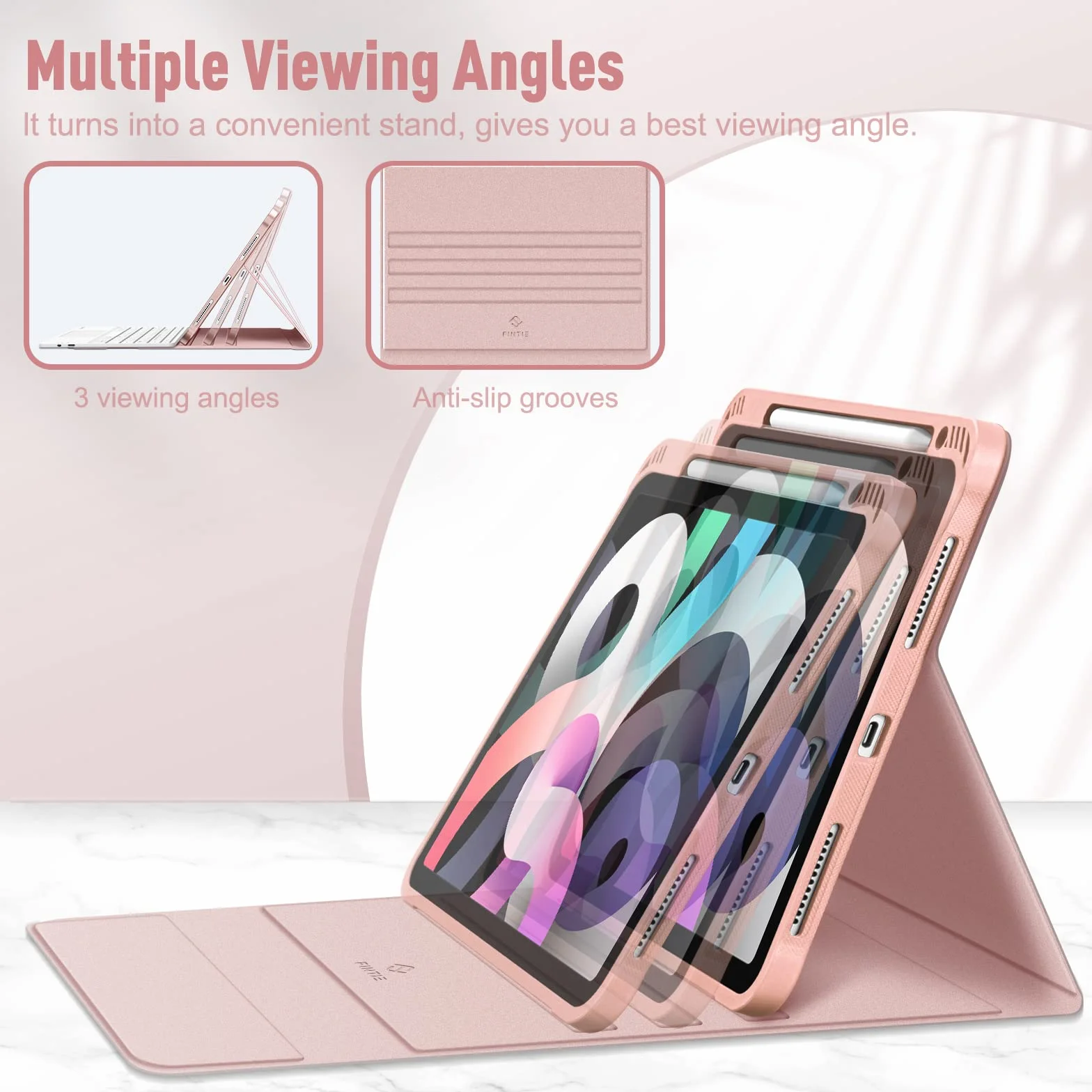 Fintie Etui na klawiaturę do iPad Air 6 11 cali 2024 z touchpadem, magnetyczna, różowe