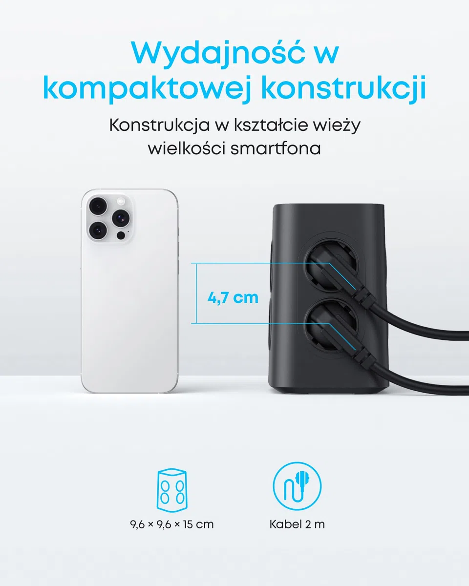 Anker listwa zasilająca 8 gniazd + 4 USB, 20W USB-C szybkie ładowanie, ochrona przepięciowa, wyłącznik, 2 m kabel, do biura, domu, gamingu | Do iPhone 13/13 Pro/12/12 Pro Max/11 Pro/X/XS/XR/8 Plus, do ładowarek typu C