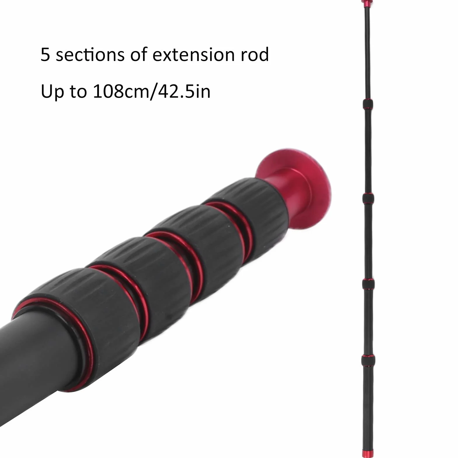 Przedłużacz do Monopodu Aparatu 42,5 Cala, Teleskopowy Kij do Selfie, Stabilny Monopod Fotograficzny