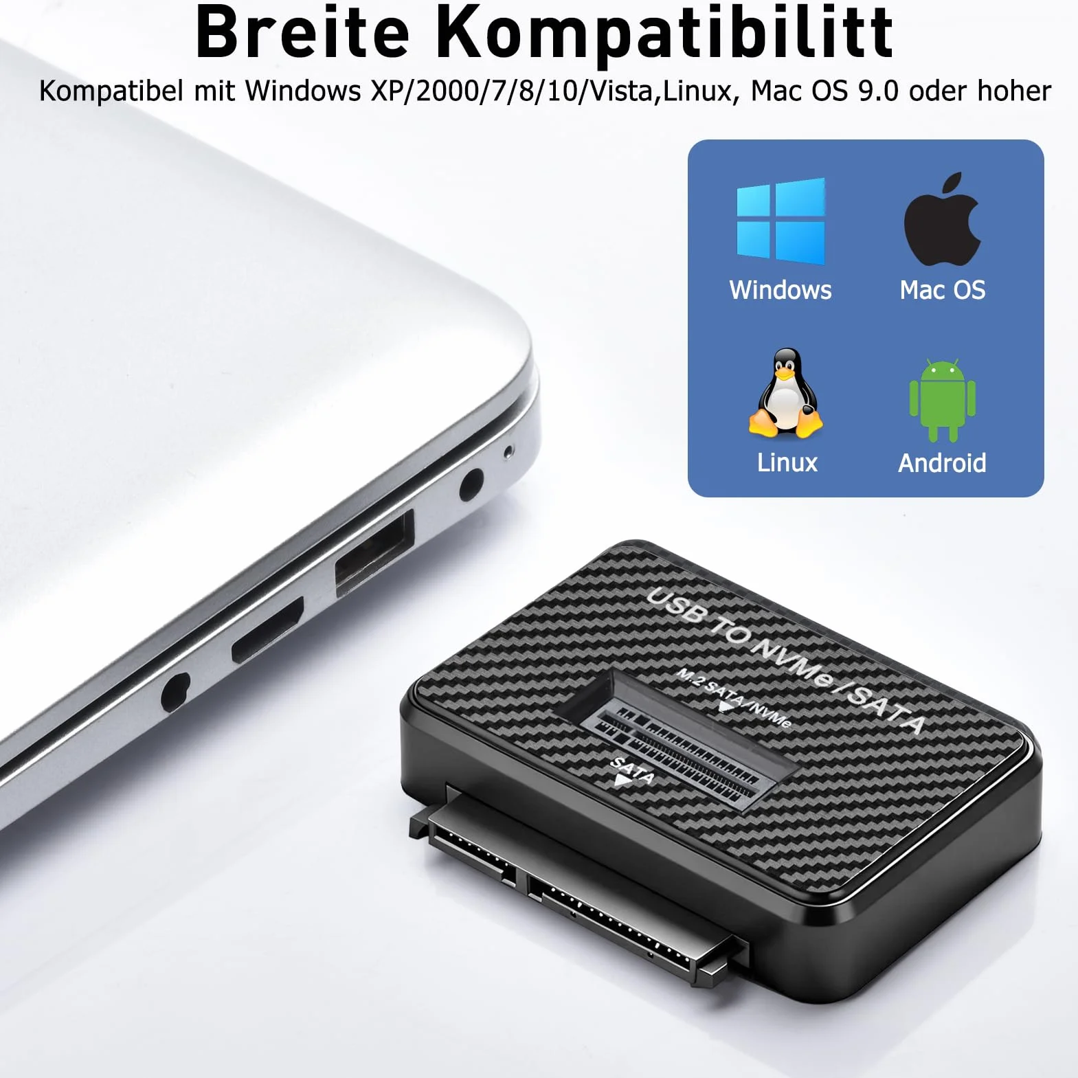 Stacja dokująca M.2 NVMe SATA USB 3.2 Gen2 10 Gbps do 2,5" HDD/SSD 2230 2242 2260