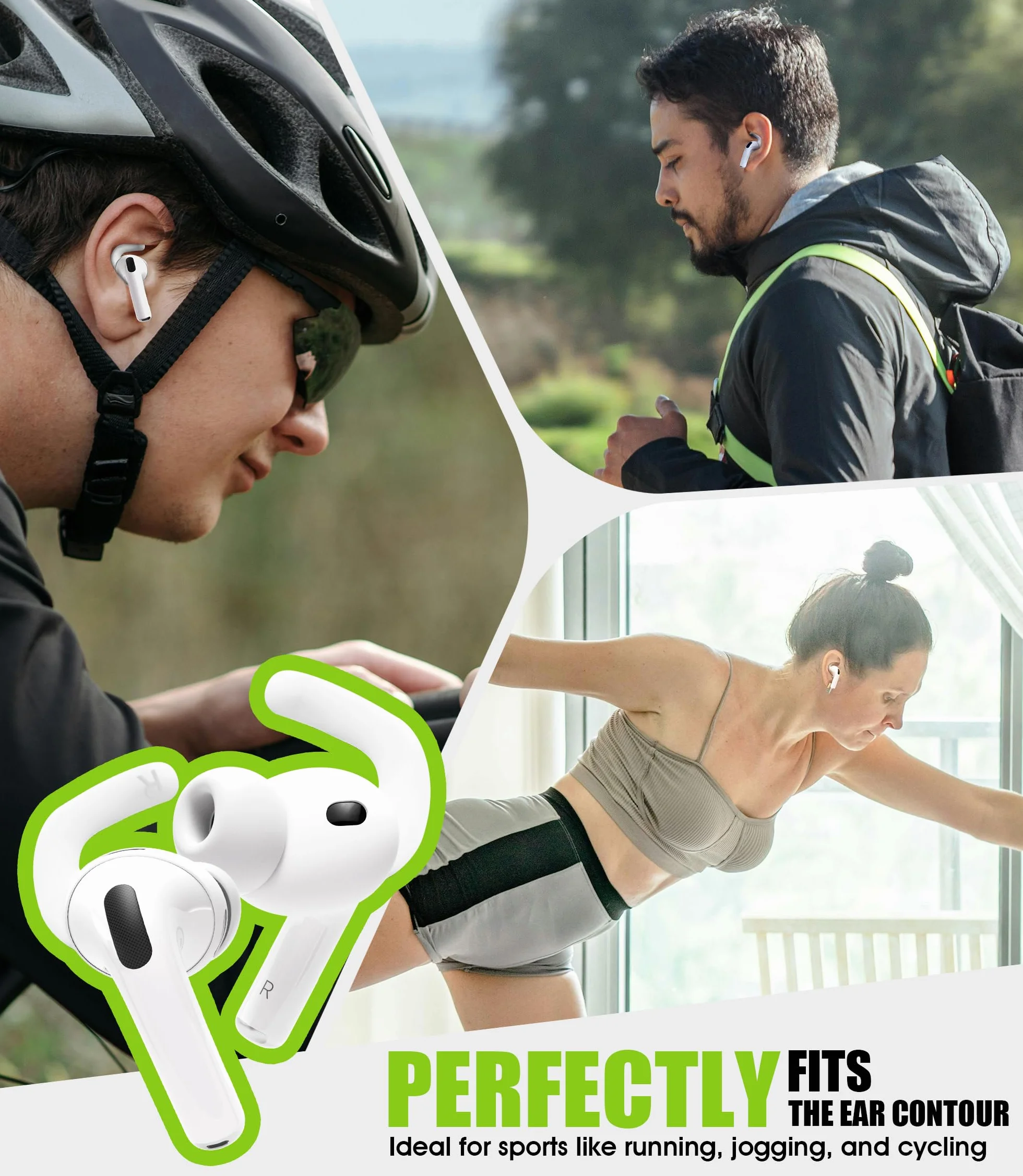 6 par haczyków do słuchawek AirPods Pro 3 (2025) z zestawem do czyszczenia i torbą do przechowywania, antypoślizgowy miękki silikon do uprawiania sportu i pasujący do końcówek do uszu