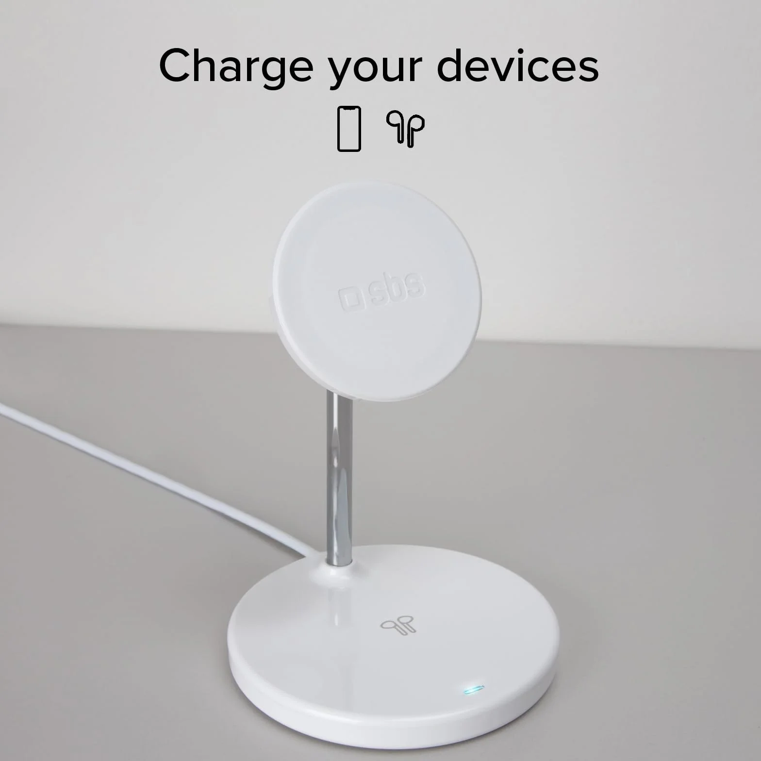 SBS Stacja Ładowania Bezprzewodowego 2w1 15W MagSafe Magnetyczne Smartfon Słuchawki Biały